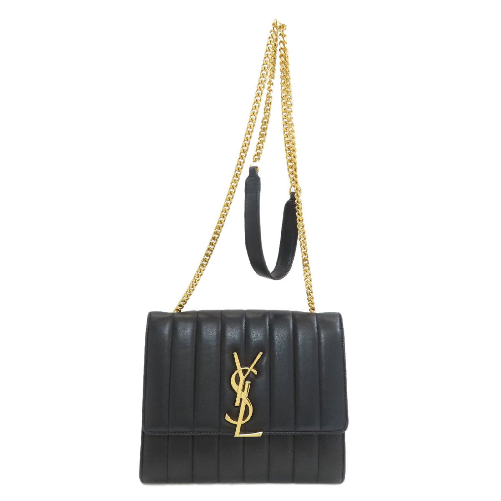 Laurent Saint Bag Leather Shoulder: Laurent Saint Bag Leather Shoulder The Saint Laurent Leather Shoulder bag is a sleek and sophisticated accessory, crafted from high-quality calfskin leather in a timeless black hue. Measuring 17cm x 2