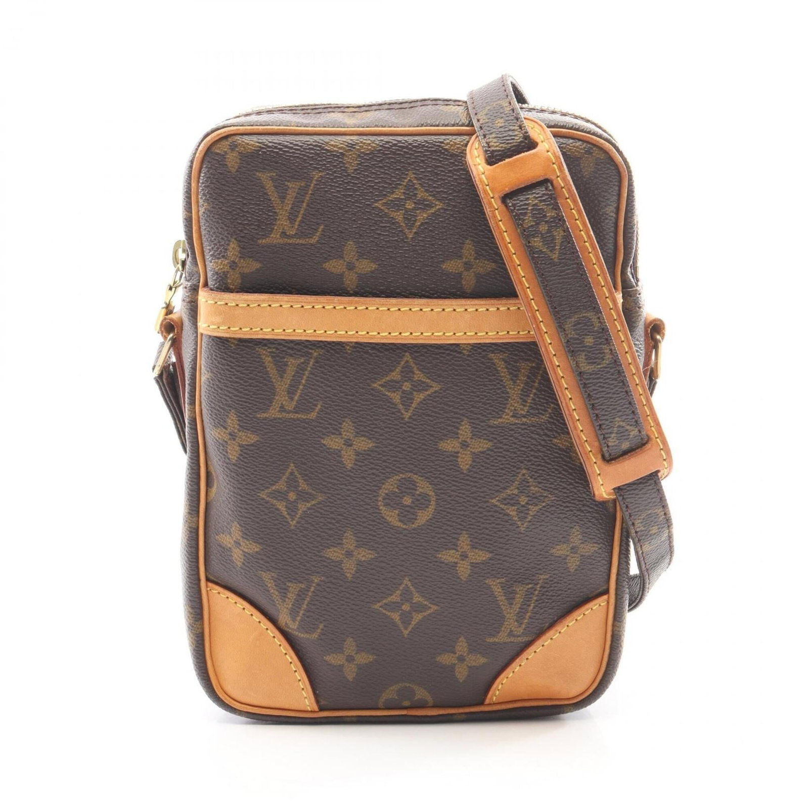 Louis Vuitton Monogram Leather Shoulder Bag: Louis Vuitton Monogram Leather Shoulder Bag The Louis Vuitton Monogram Leather Shoulder Bag is a classic design featuring the iconic monogram pattern, crafted from high-quality leather. Measuring