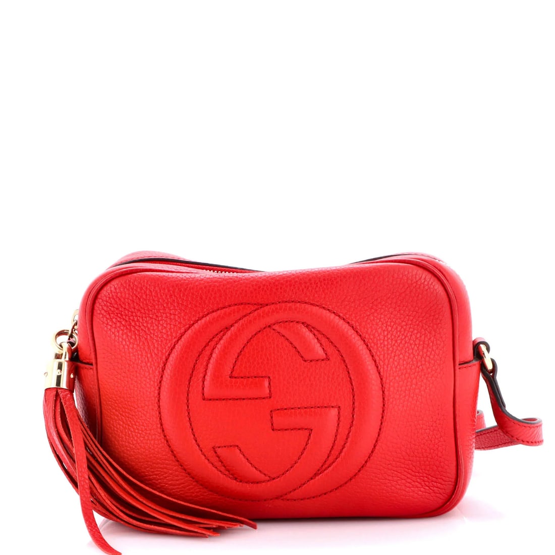 Small Leather Crossbody Disco Soho Gucci Bag: Small Leather Crossbody Disco Soho Gucci Bag Small Leather Crossbody Disco Soho Gucci Bag in Red. This Gucci Soho Disco Crossbody Bag features a vibrant red exterior made from high-quality leather, wi
