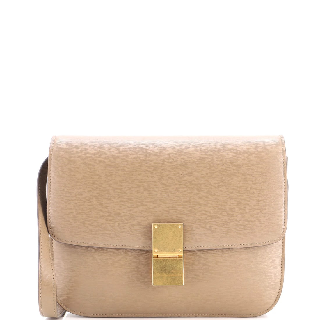 Classic Box Bag Grainy Leather Medium Celine: Classic Box Bag Grainy Leather Medium Celine Classic Box Bag Grainy Leather Medium Celine - A Timeless Brown Leather Cross Body Bag with Distressed Details. This medium-sized bag features a grainy lea