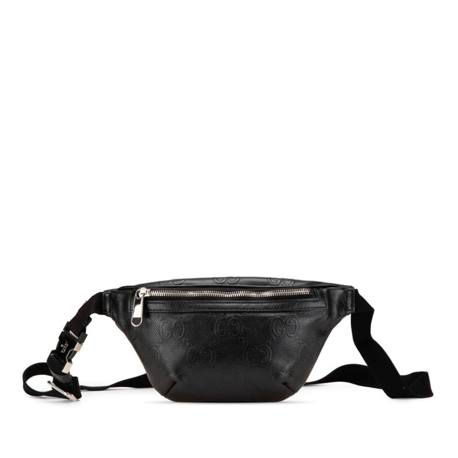 Gucci Sling Bag Leather Fanny Pack: Gucci Sling Bag Leather Fanny Pack Black leather Gucci sling bag fanny pack with classic design and sleek silhouette. Made from high-quality leather, this stylish accessory features a timeless black