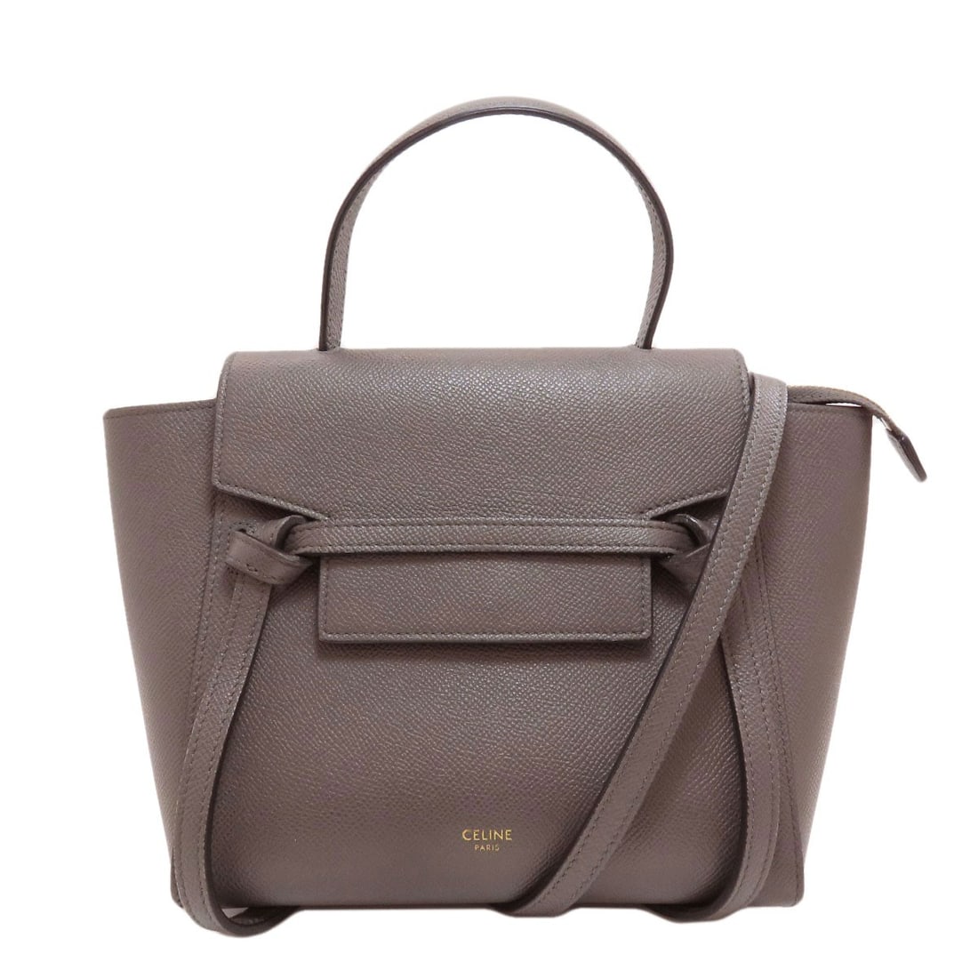 Calf Nano Belt Bag 2Way Handbag: Calf Nano Belt Bag 2Way Handbag The Celine Nano Belt Bag features a sleek, 2-way design with a zip closure and detachable strap. Made from high-quality calf leather, this stylish handbag measures 6.5