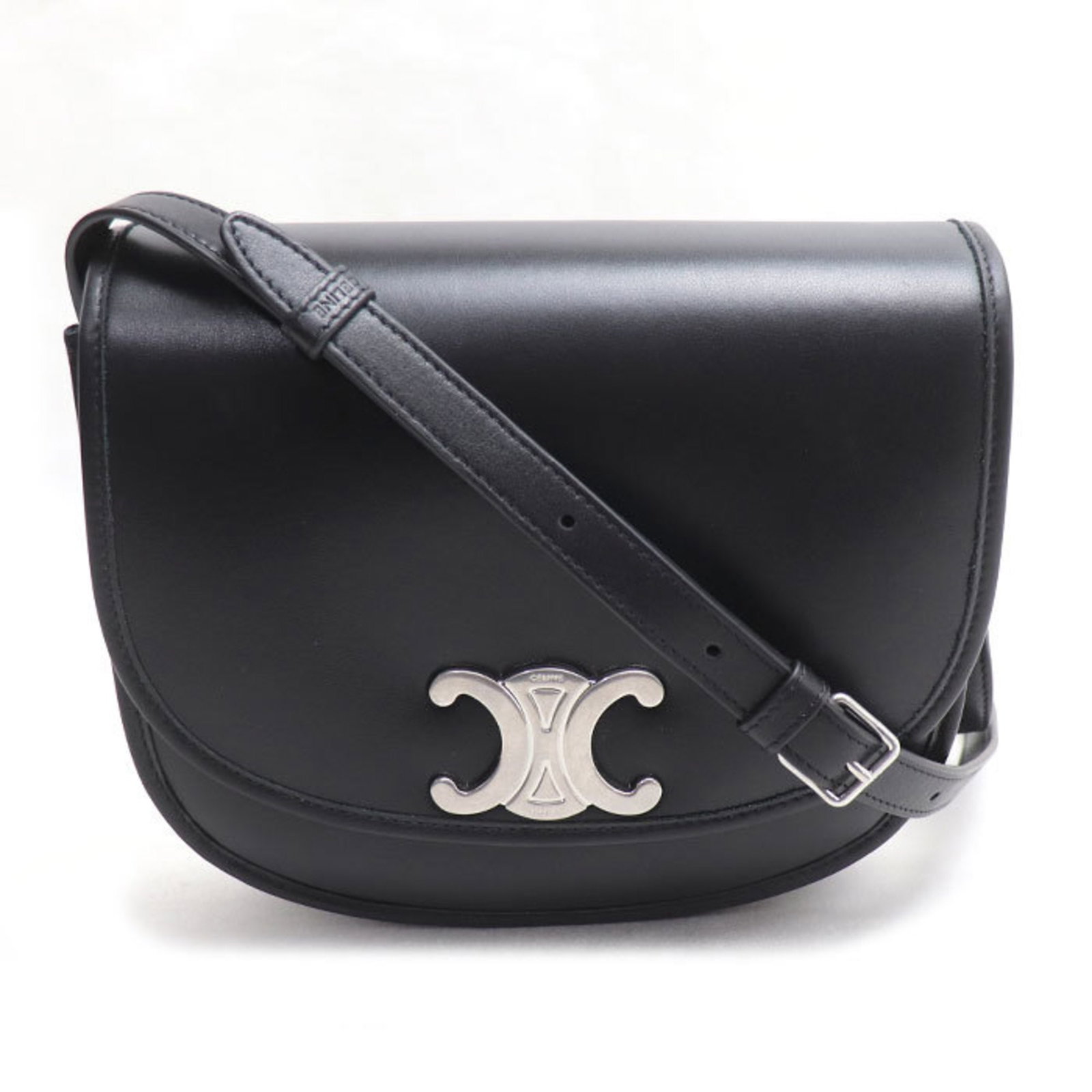 Shoulder Bag Leather Celine: Shoulder Bag Leather Celine Black Calfskin Leather Shoulder Bag from Celine, France, with a sleek 18.5cm x 22cm x 7cm design. This stylish bag features high-quality leather and a classic design that