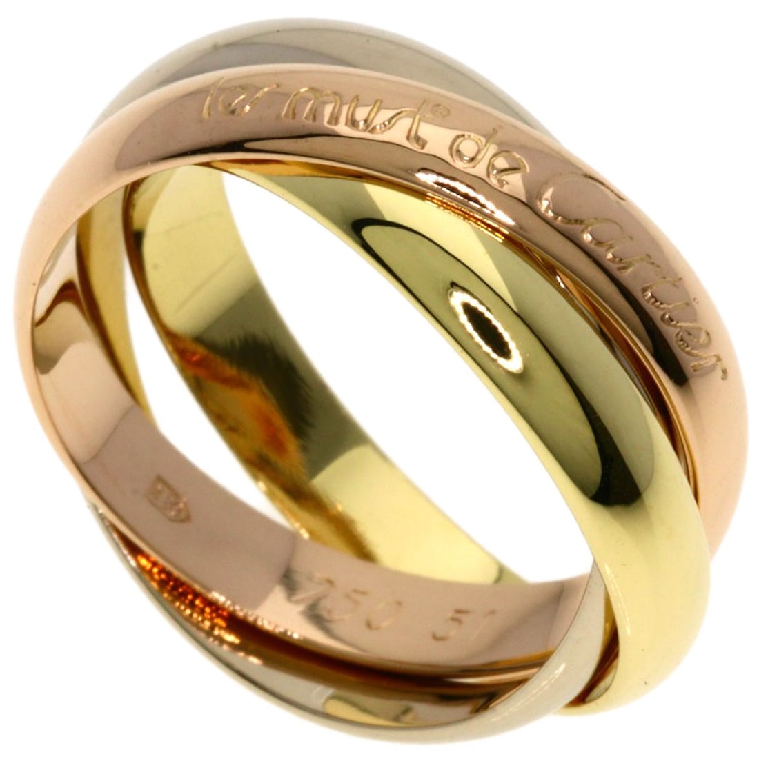 Cartier Trinity #51 Ring K18 Yellow Gold K18 White Gold: Cartier Trinity #51 Ring K18 Yellow Gold K18 White Gold K18 Yellow Gold and White Gold Cartier Trinity Ring, size 5.75, features a unique combination of two precious metals, showcasing the brand's sig