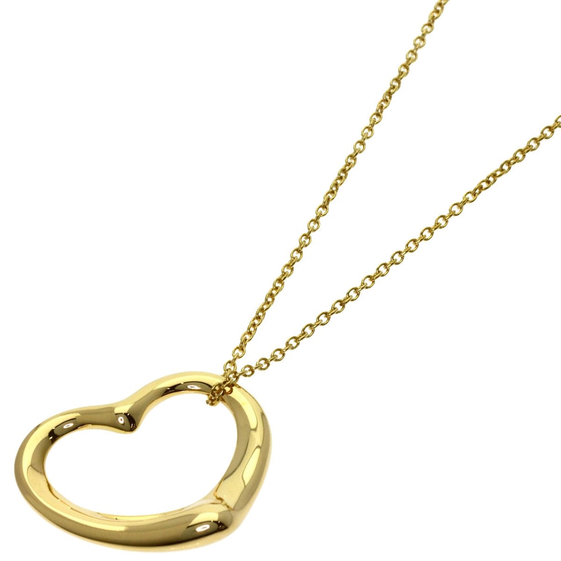 Yellow Gold Necklace Tiffany&Co Open Heart K18: Yellow Gold Necklace Tiffany&Co Open Heart K18 Yellow Gold Necklace with Tiffany&Co Open Heart Design, crafted from K18 Gold for durability and luxury, features a striking open heart design that adds