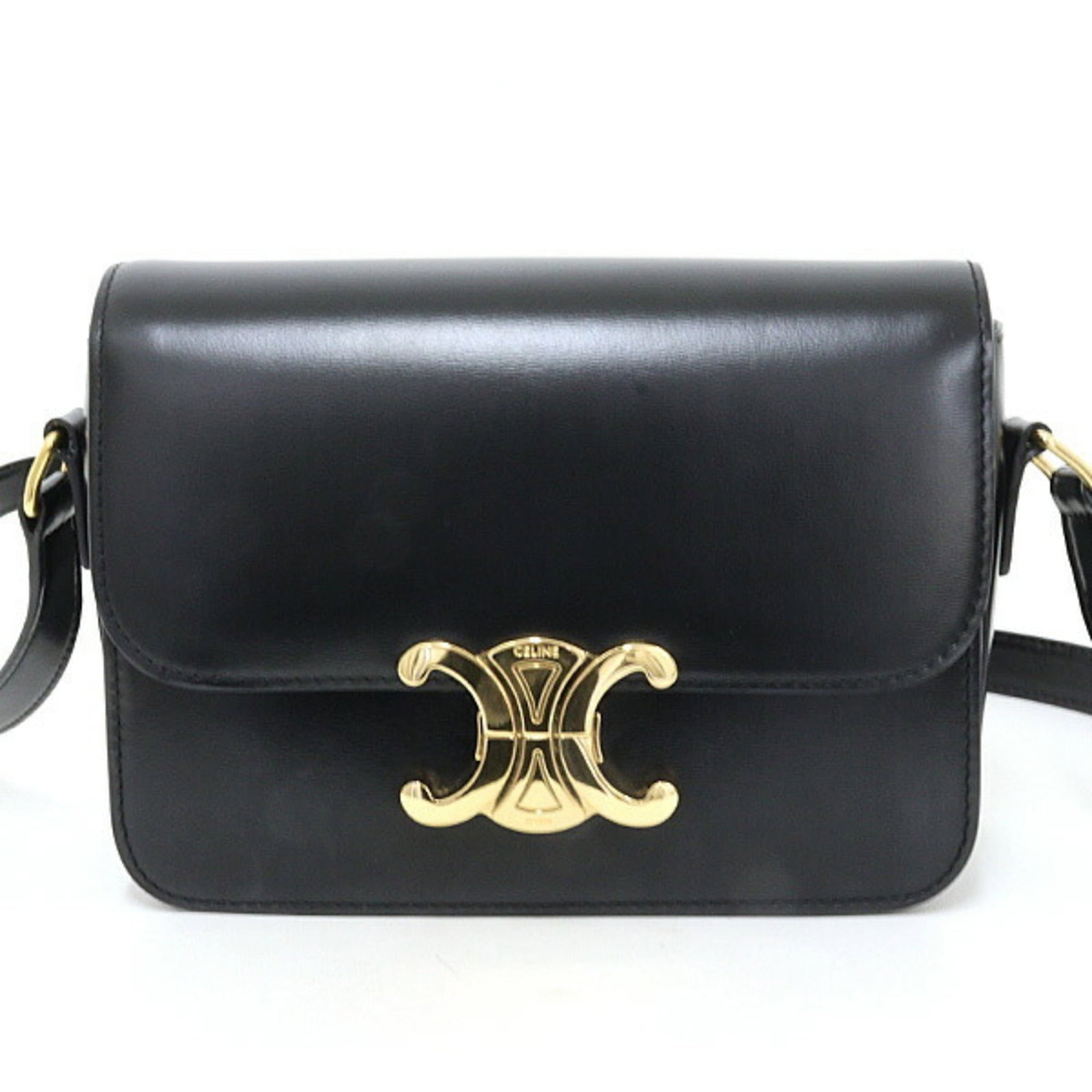 Shoulder Bag Leather Celine: Shoulder Bag Leather Celine Black Calfskin Leather Celine Shoulder Bag with Adjustable Strap Length. This stylish shoulder bag features a sleek design, made from high-quality black leather, and is