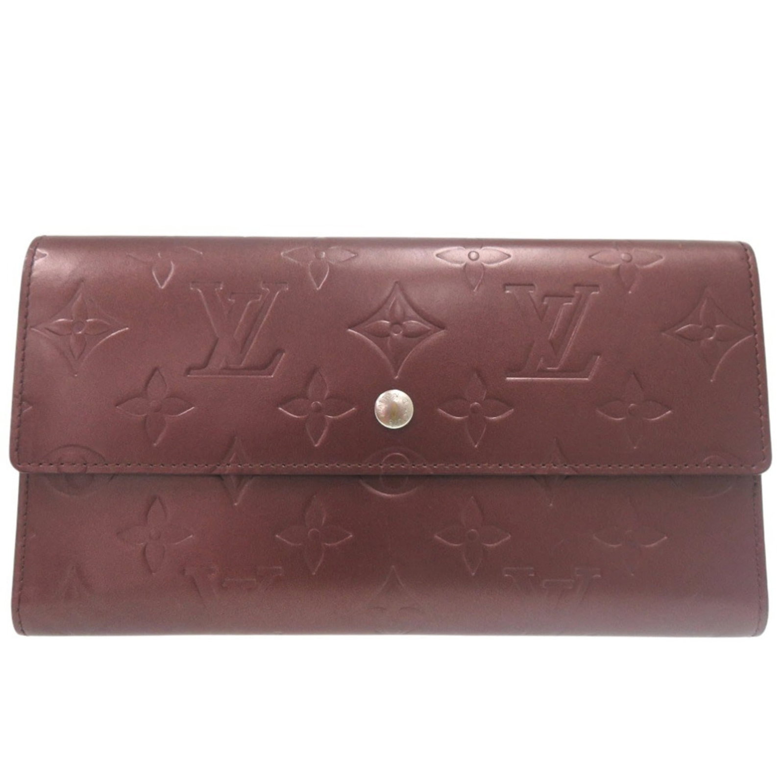 Long Wallet (Tri-Fold) Louis Vuitton Monogram Mat: Long Wallet (Tri-Fold) Louis Vuitton Monogram Mat Tri-fold Louis Vuitton Monogram Mat wallet features a distinctive violet color and a compact size, making it a stylish accessory for everyday use.