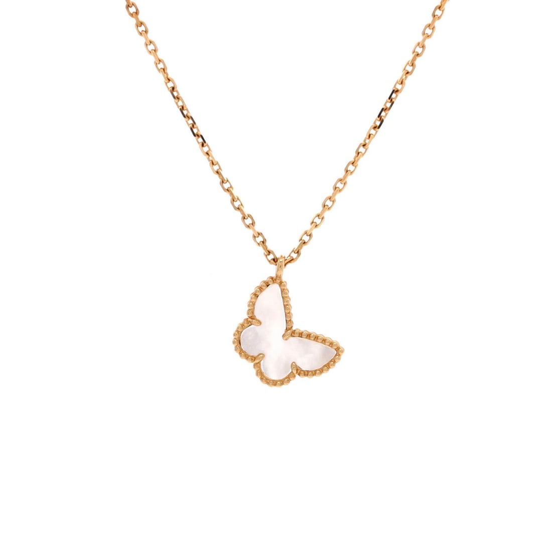 Van Cleef & Arpels Sweet Alhambra Butterfly Pendant Necklace 18K Yellow Gold: Van Cleef & Arpels Sweet Alhambra Butterfly Pendant Necklace 18K Yellow Gold 18K Yellow Gold Sweet Alhambra Butterfly Pendant Necklace measures 15.25-16.0 inches in length, featuring a 8.90 mm x 12.05