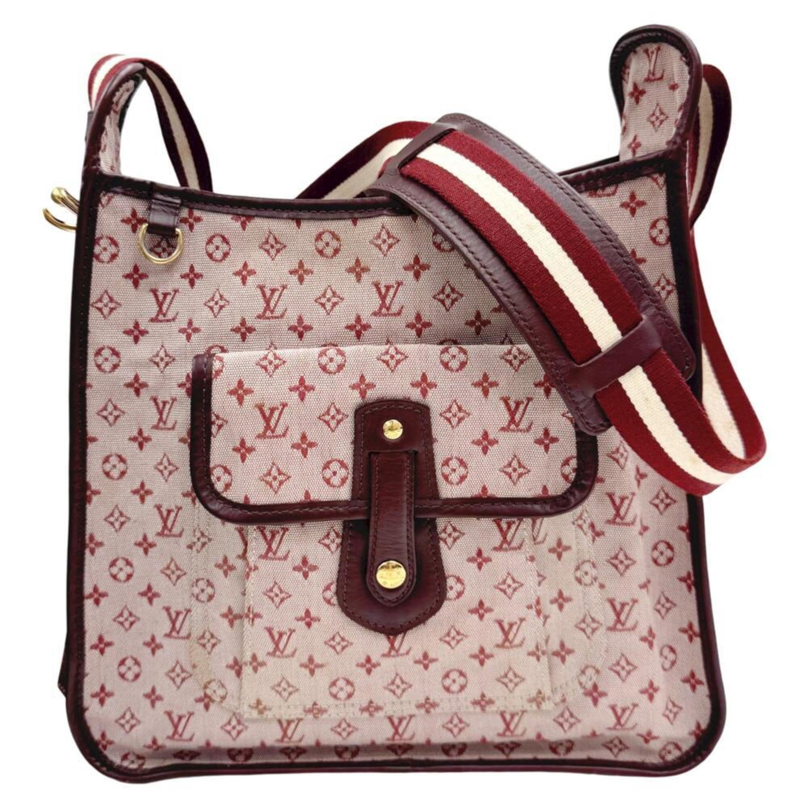 Shoulder Bag Canvas Leather Louis Vuitton: Shoulder Bag Canvas Leather Louis Vuitton Canvas and leather come together in this Louis Vuitton shoulder bag, featuring a distinctive Cerise color. The bag's size is 26cm x 30cm x 8cm, making it a