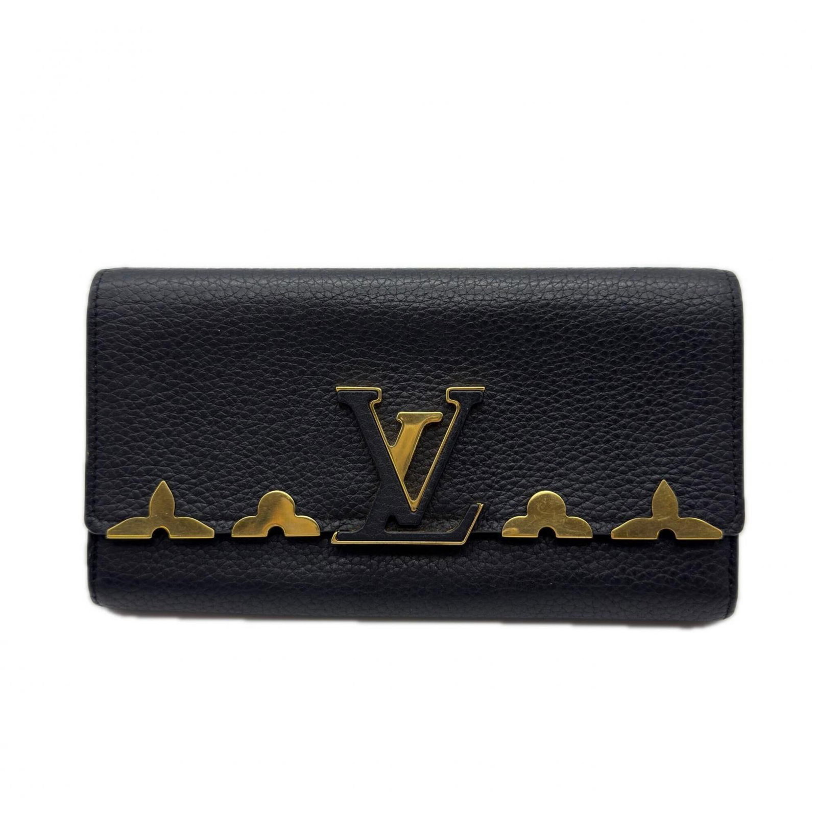 Leather Wallet Bi Fold Louis Vuitton: Leather Wallet Bi Fold Louis Vuitton Taurillon leather construction adds a touch of sophistication to this black bi-fold wallet, measuring 10cm x 20cm x 2.5cm. Made from high-quality leather, this Lou
