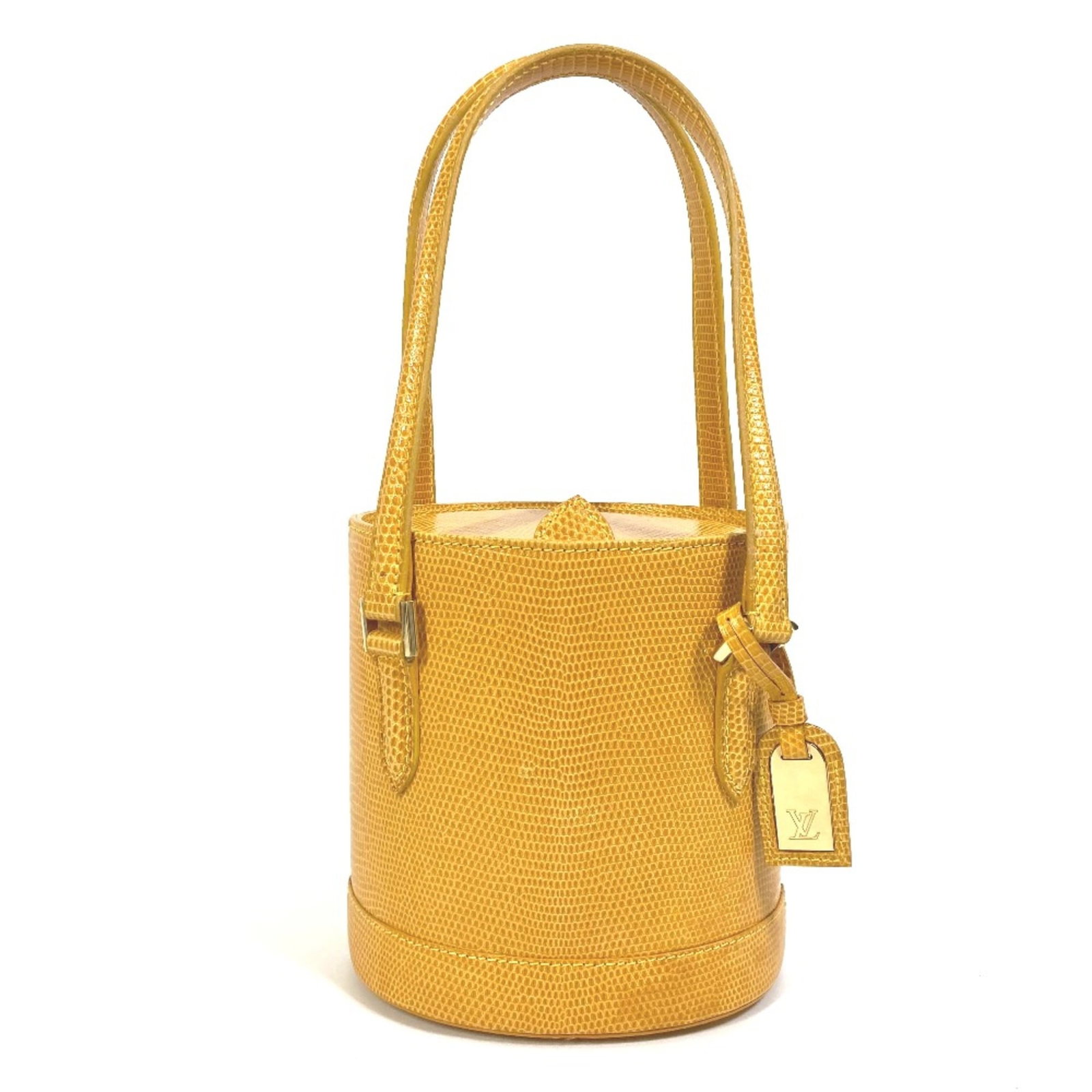 Louis Vuitton Handbag: Louis Vuitton Handbag Yellow Louis Vuitton Handbag, 16cm x 15.5cm x 12cm, features a signature on the base and a 17.3inch / 44cm handle. This iconic handbag is made from a durable material and boasts