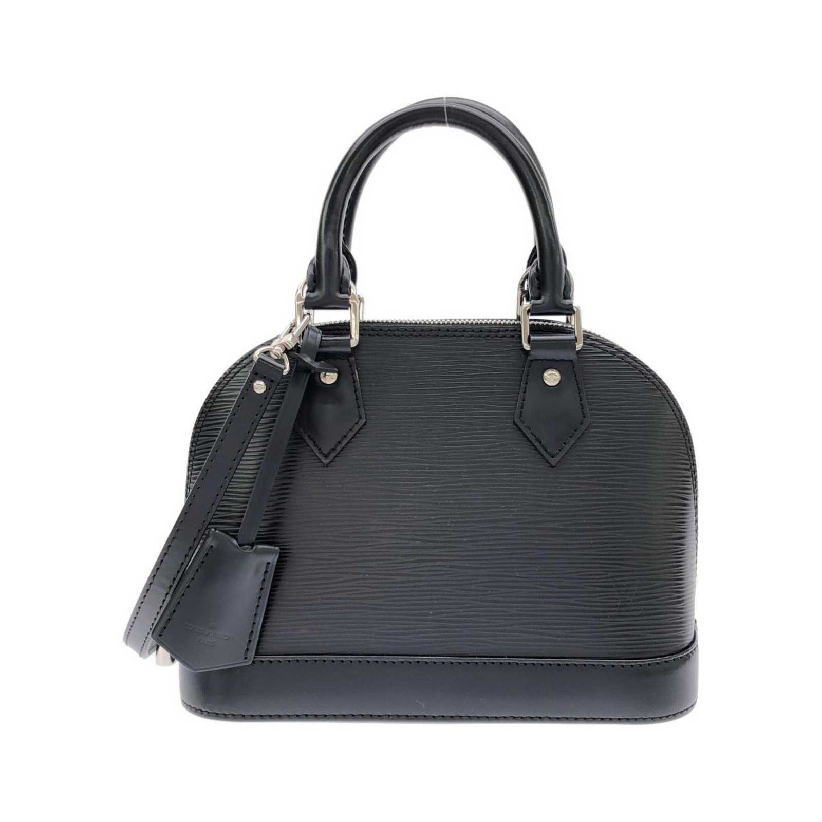 Handbag Leather Louis Vuitton: Handbag Leather Louis Vuitton Handbag Leather Louis Vuitton is made from high-quality Calf leather and features a sleek black design with silver hardware. Measuring 17.5cm x 23cm x 11cm, this stylish 