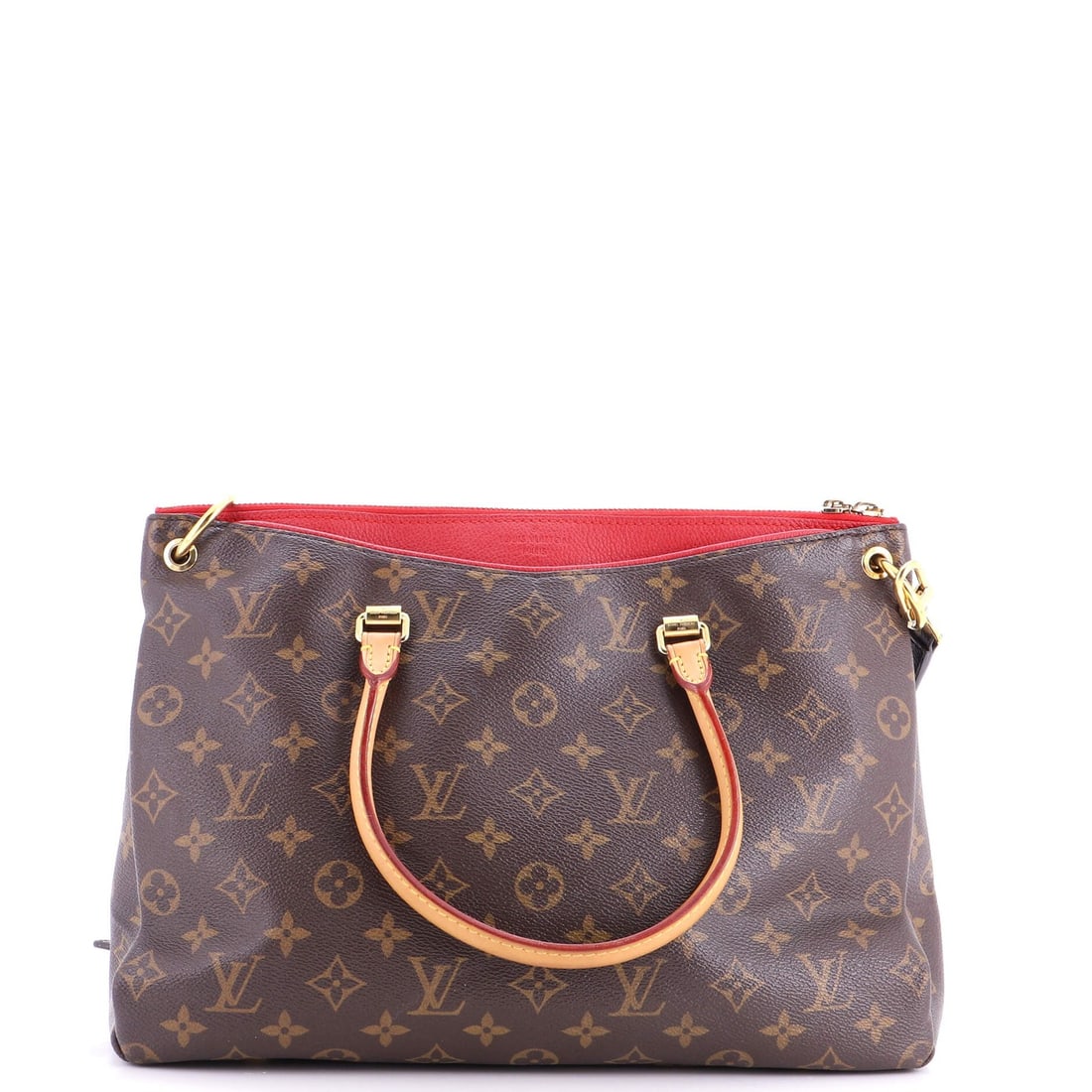 Tote Monogram Canvas with Leather Louis Vuitton: Tote Monogram Canvas with Leather Louis Vuitton Tote Monogram Canvas with Leather Louis Vuitton features a unique combination of canvas-coated leather exterior and microfiber interior, with a gold har