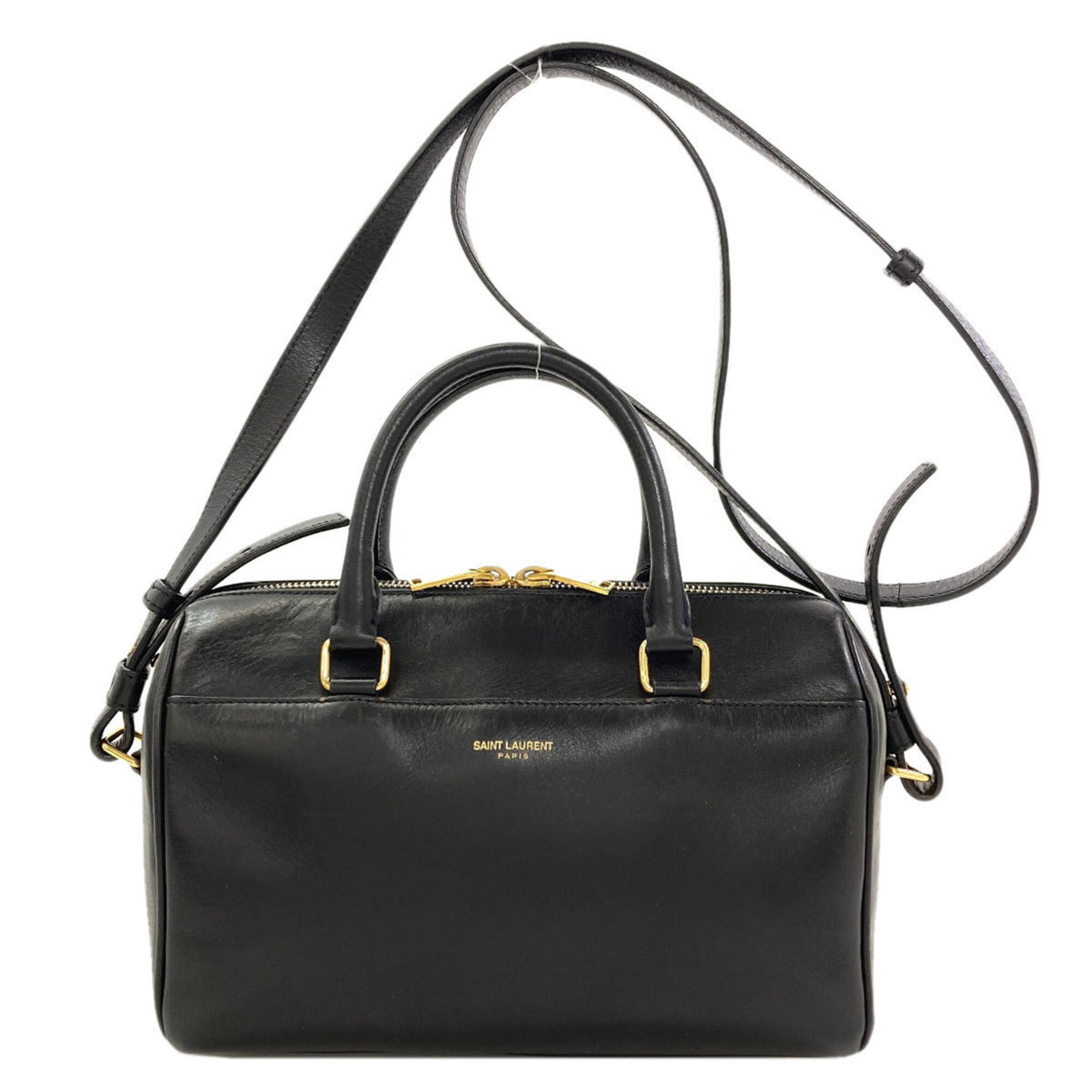 Saint Laurent Yves Handbag Leather: Saint Laurent Yves Handbag Leather Black Saint Laurent Yves Handbag Leather, 16cm x 22.5cm x 10.5cm, features high-quality leather construction and a sleek design. The bag's classic style and