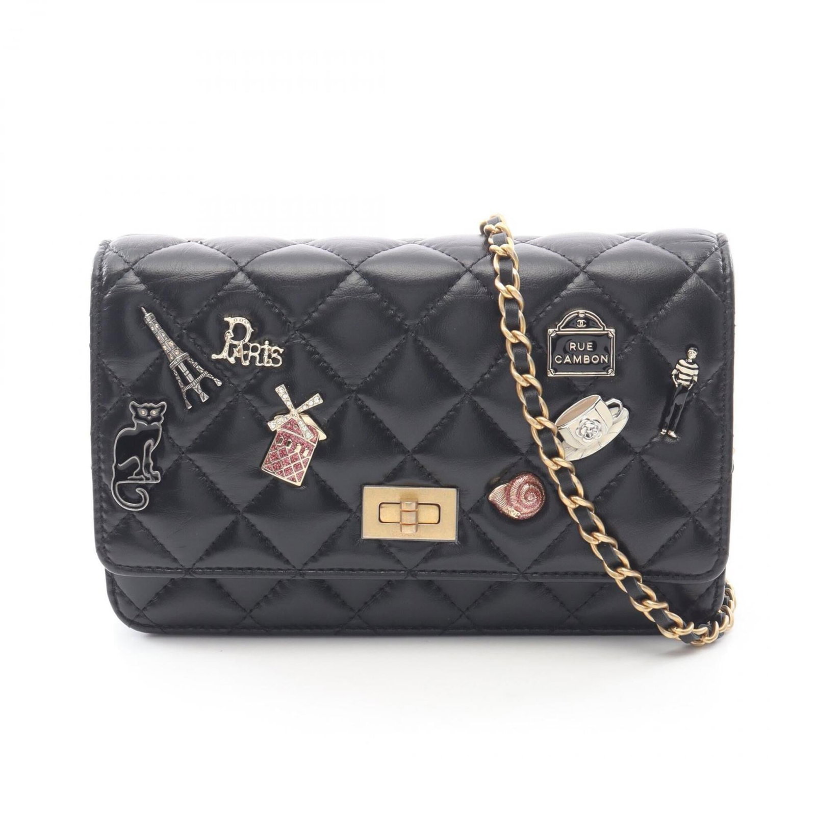 Shoulder Bag Leather Handbag Chanel: Shoulder Bag Leather Handbag Chanel The Matelasse leather shoulder bag from Chanel boasts a sleek black design with gold hardware, adding a touch of sophistication to any outfit. Made from