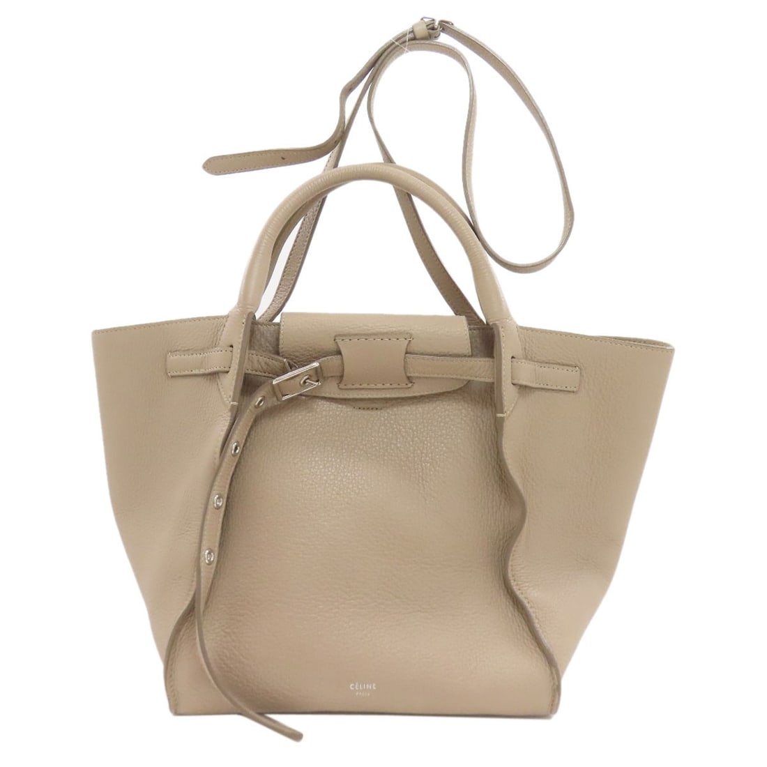 Big Leather Bag Small 2Way Tote Celine: Big Leather Bag Small 2Way Tote Celine Brown leather tote bag with a 2-way design, made from high-quality leather. This Celine bag features a classic style and a timeless design that will complement