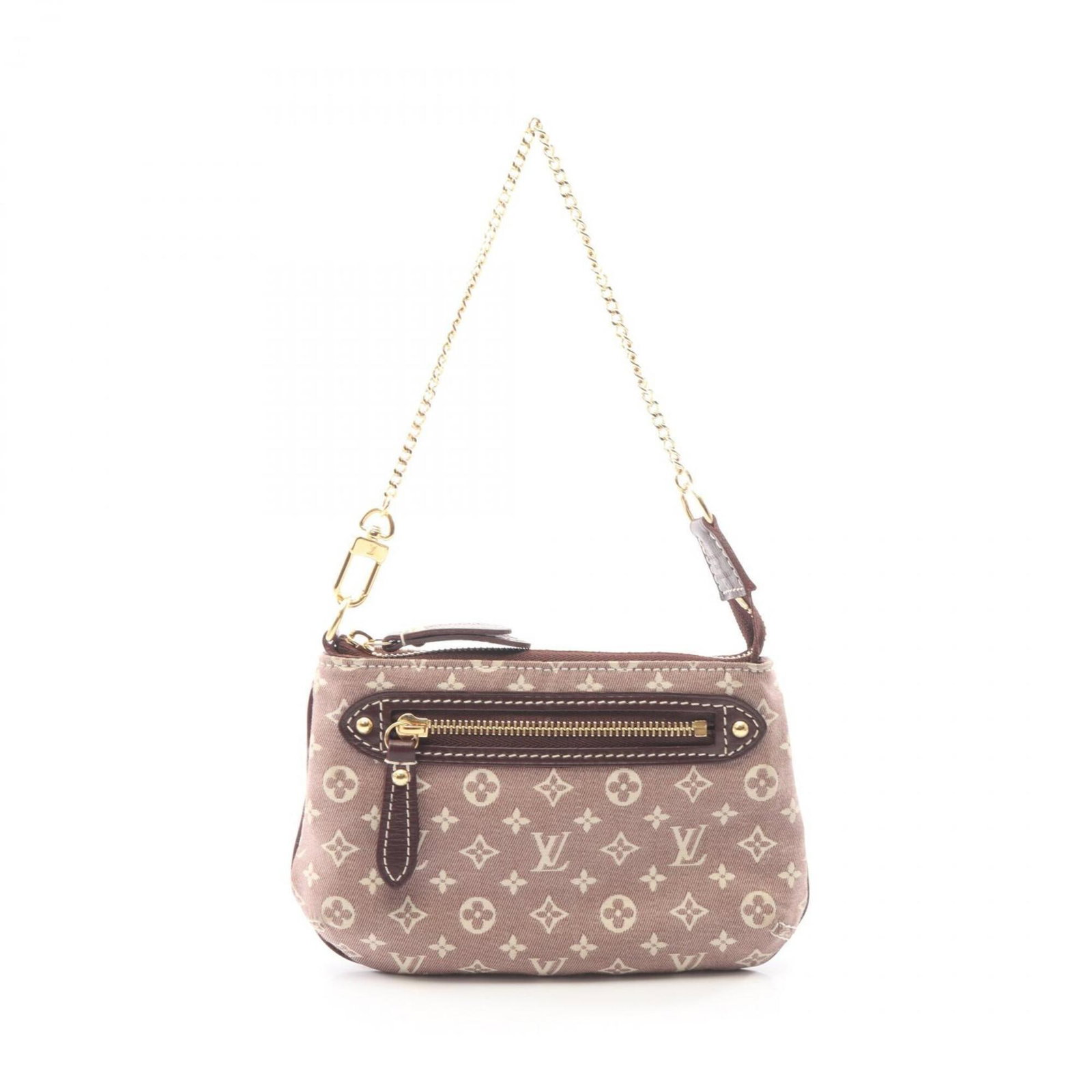 Canvas Leather Louis Vuitton Handbag: Canvas Leather Louis Vuitton Handbag Canvas Leather Louis Vuitton Handbag in Bordeaux and Sepia, featuring a classic design with a canvas and leather construction, measuring 11cm x 16cm x 2cm. This