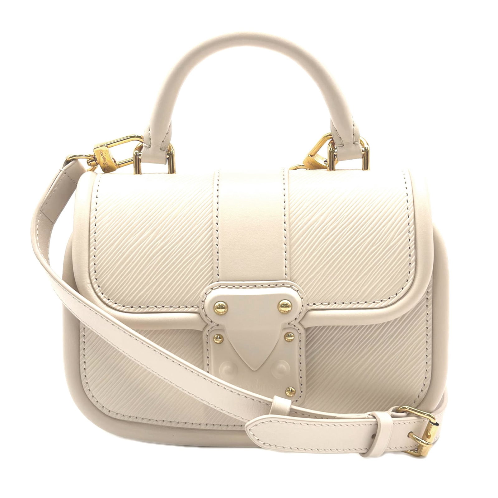 Shoulder Bag by Louis Vuitton: Shoulder Bag by Louis Vuitton Ivory Louis Vuitton shoulder bag with a sleek design and RFID-protected body, featuring a magnet closure and adjustable strap for a comfortable fit. The bag's compact