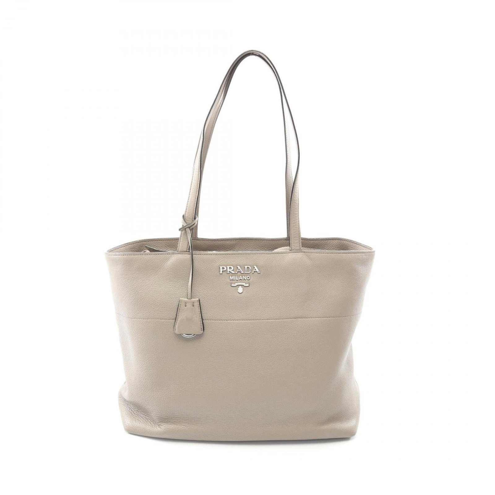 Handbag Tote Leather Bag: Handbag Tote Leather Bag This Prada leather tote bag boasts a classic beige color and a timeless design, measuring 27cm x 31.5cm x 15.5cm. Crafted from high-quality leather, its spacious interior and 