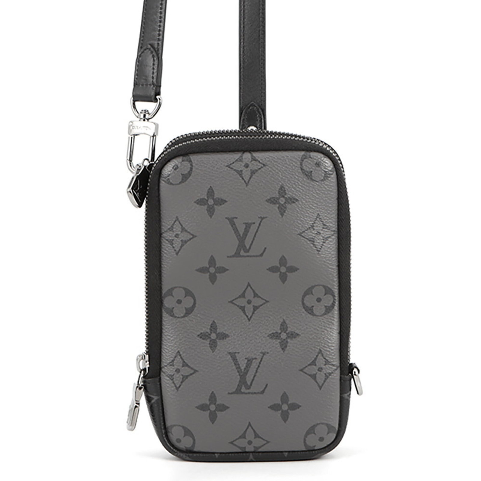 Shoulder Bag Monogram Pouch Louis Vuitton Eclipse: Shoulder Bag Monogram Pouch Louis Vuitton Eclipse The Louis Vuitton Monogram Eclipse Shoulder Bag Pouch is a sleek and sophisticated accessory, featuring the iconic Monogram Eclipse pattern in black. 