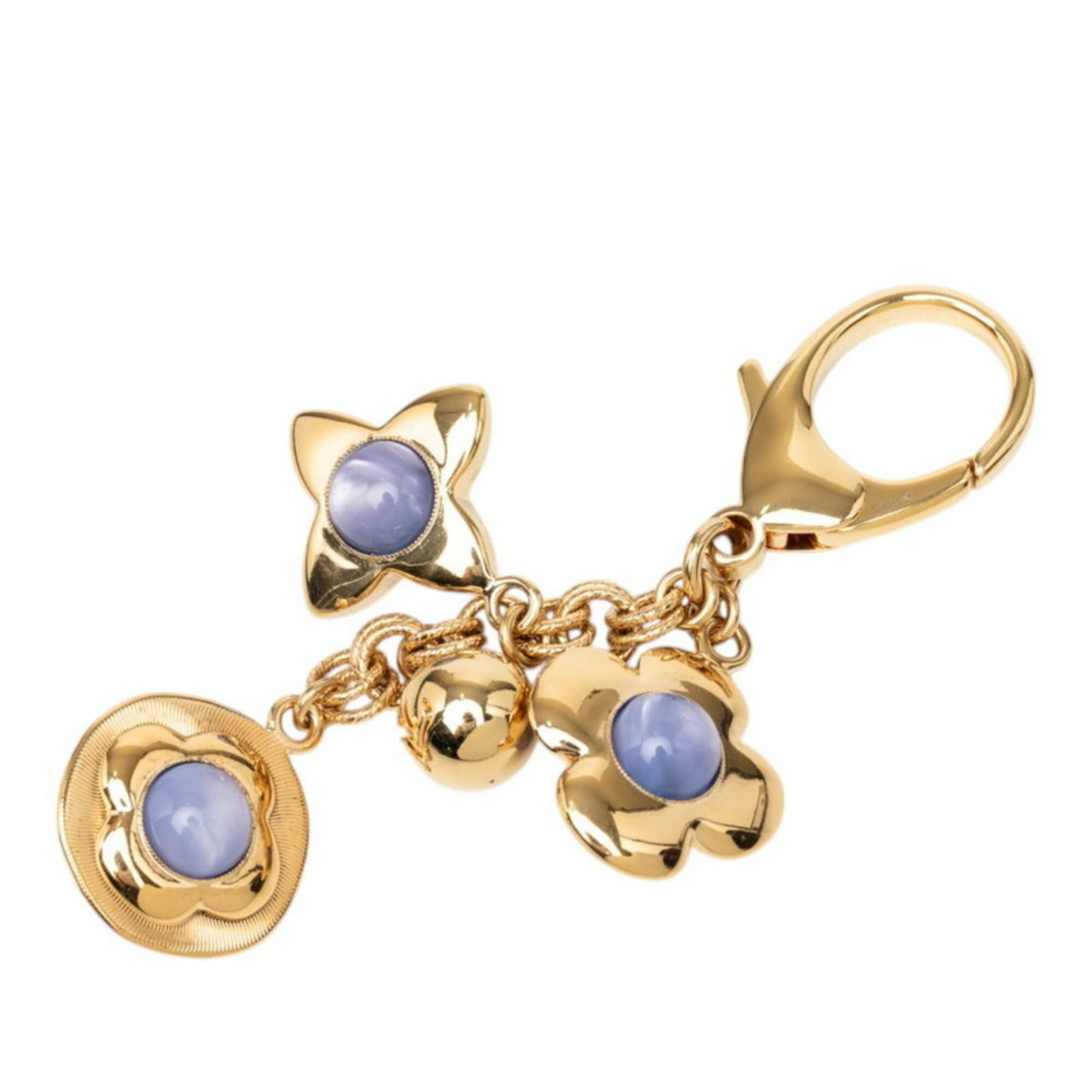 Key Chain Gold Plating Louis Vuitton: Key Chain Gold Plating Louis Vuitton Gold plating on a 12cm key chain with the iconic Louis Vuitton Monogram design adds a touch of luxury to any accessory. The purple and gold color combination creat