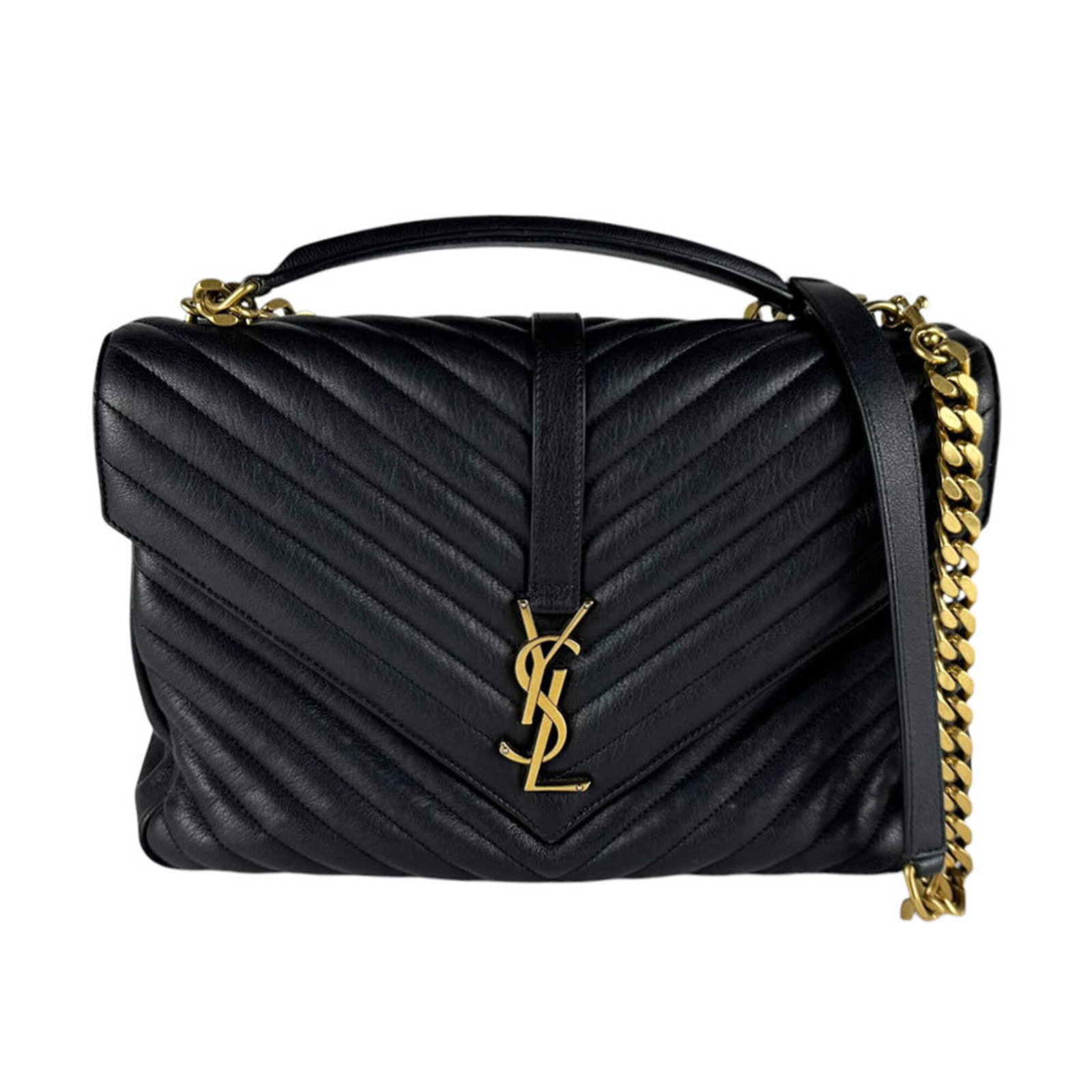 Saint Laurent Handbag Shoulder Bag Leather: Saint Laurent Handbag Shoulder Bag Leather The Saint Laurent Handbag Shoulder Bag Leather is a sleek and sophisticated accessory, crafted from high-quality black leather. Measuring 20cm x 32cm x 7cm, 