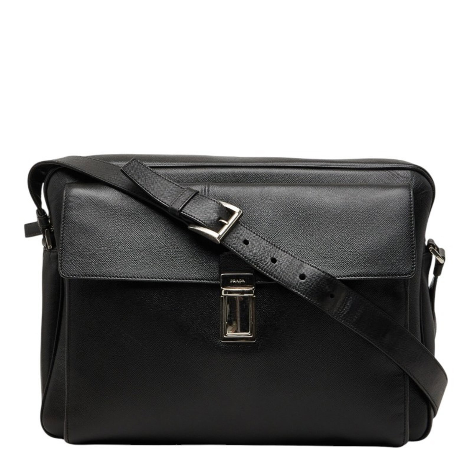 Shoulder Bag Leather Prada: Shoulder Bag Leather Prada Saffiano leather construction provides durability and a sleek finish. This black shoulder bag measures 27cm x 37cm x 11cm and features a classic design. Made from high-quali