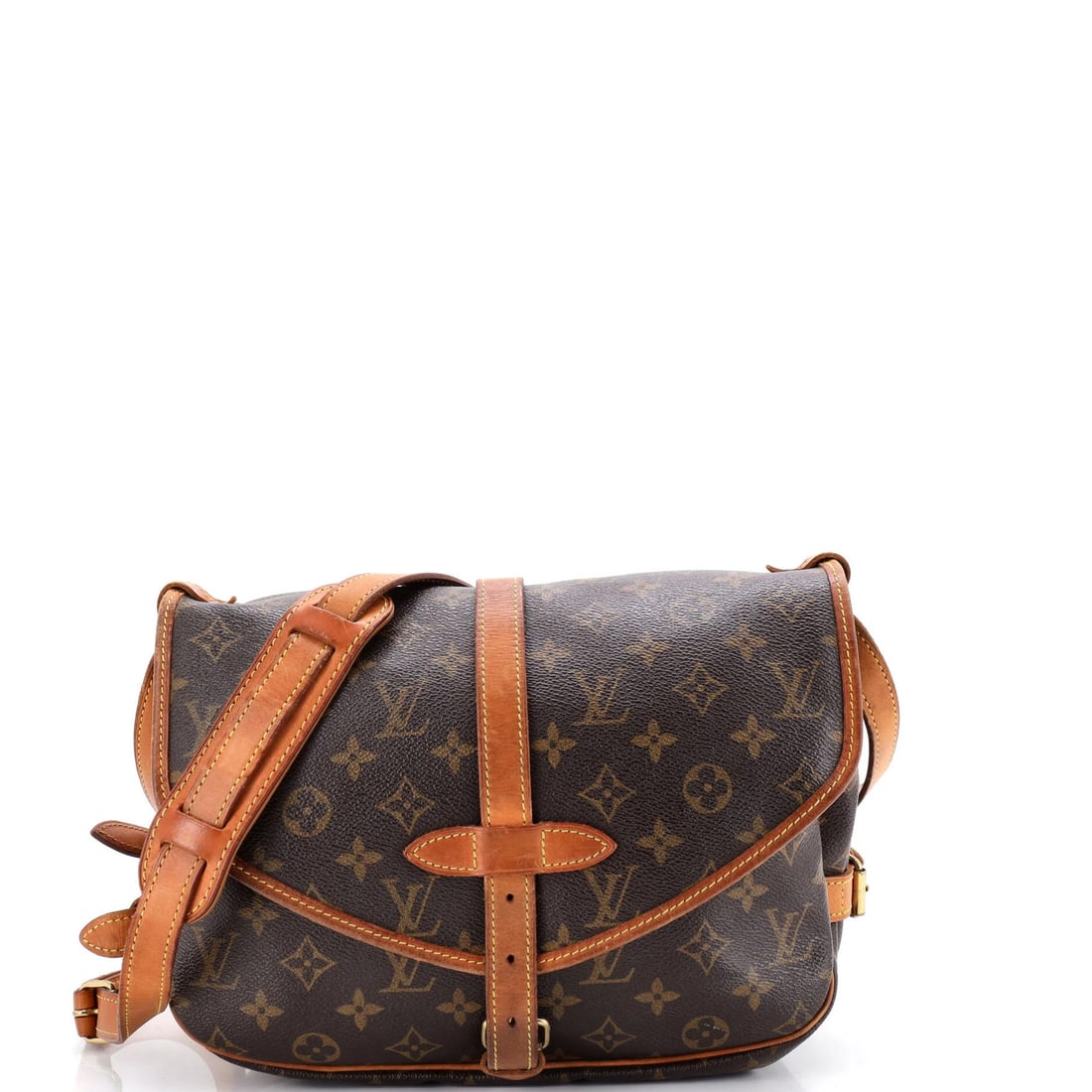 Saumur Handbag Louis Vuitton Monogram Canvas 30: Saumur Handbag Louis Vuitton Monogram Canvas 30 Brown Louis Vuitton Saumur Handbag with Monogram Canvas 30 measures 8" high, 11.5" wide, and 5" deep, featuring a cross body design with a 19-22" strap 