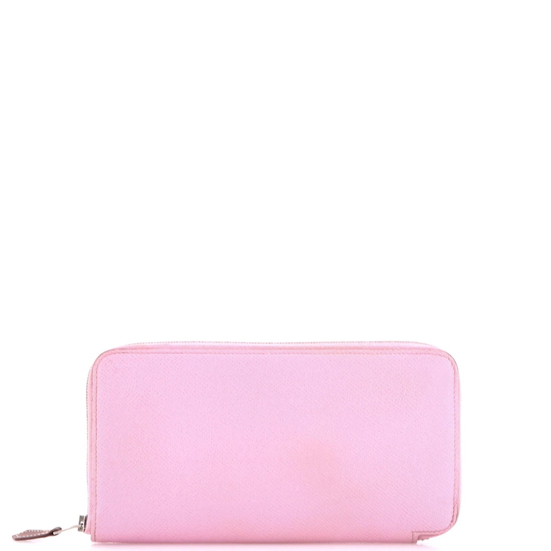 Silk in Epsom Long Hermes Wallet Around Zip Azap: Silk in Epsom Long Hermes Wallet Around Zip Azap Pink Silk-in Epsom Long Azap Zip Around Wallet from Hermes features a striking pink leather exterior with yellow silk interior. Measuring 4" in height,