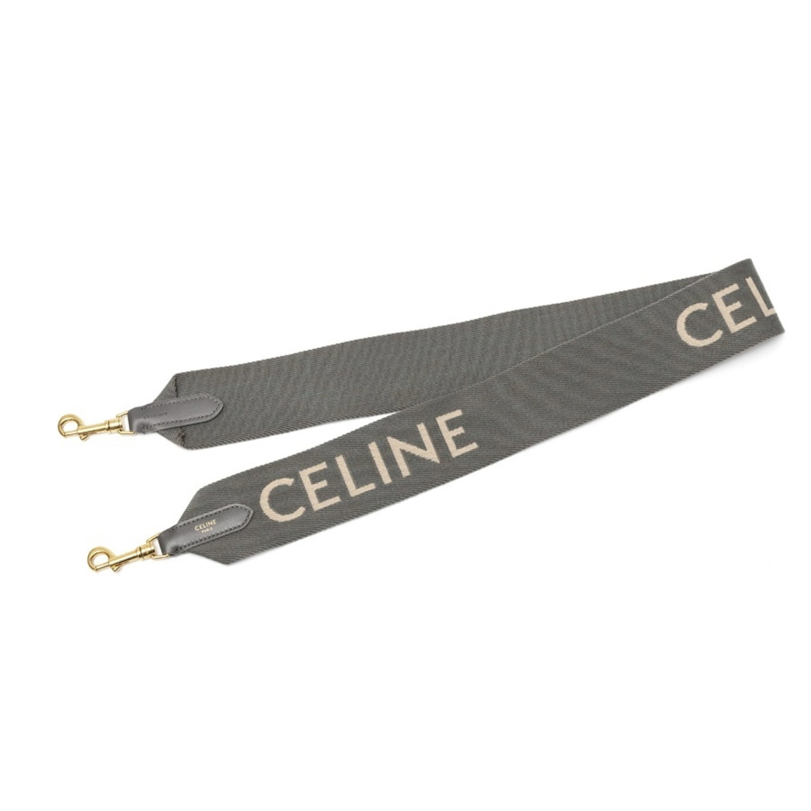 Celine Strap: Celine Strap Strap from Celine, made in Italy, featuring a sleek gray and white design. The strap measures 92cm x 6cm and is suitable for both women and men. Its compact size makes it a versatile