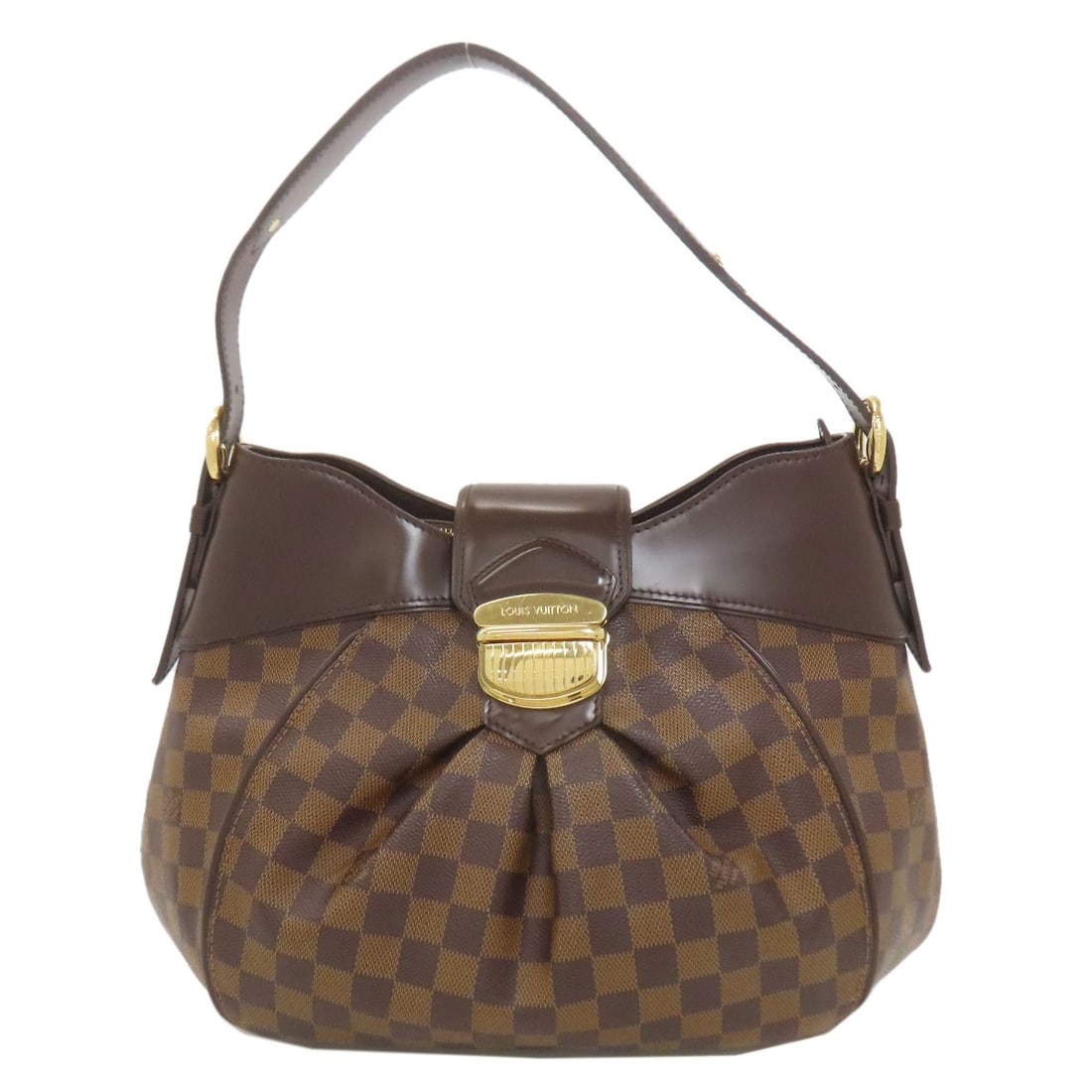 Vuitton Louis N41541 Damier Canvas Shoulder Bag Sistina Mm: Vuitton Louis N41541 Damier Canvas Shoulder Bag Sistina Mm Brown Damier canvas shoulder bag with a classic Louis Vuitton design, featuring the iconic Louis Vuitton monogram pattern. This stylish bag