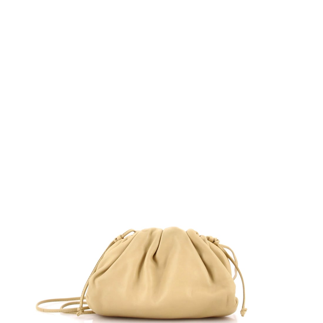 Veneta Bottega Leather Mini Pouch: Veneta Bottega Leather Mini Pouch Yellow Bottega Veneta Leather Mini Pouch with Neutral Interior, Gold Hardware. This mini cross body bag features a neutral exterior with a subtle yellow hue,