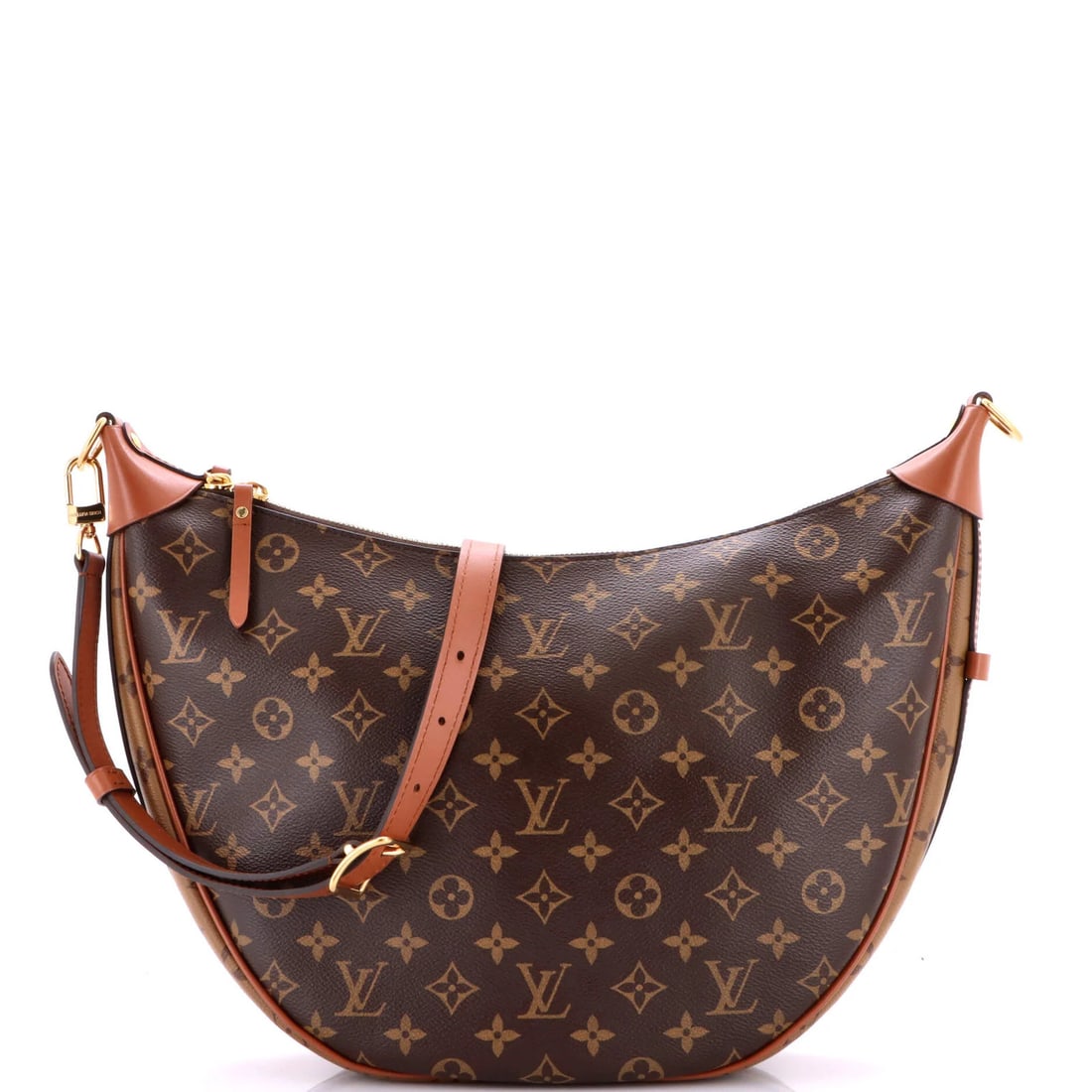 Louis Vuitton Loop Hobo Reverse Monogram Canvas: Louis Vuitton Loop Hobo Reverse Monogram Canvas Brown Louis Vuitton Loop Hobo Reverse Monogram Canvas bag with minor creases on exterior and interior, and minor scratches on hardware. Measuring 10"