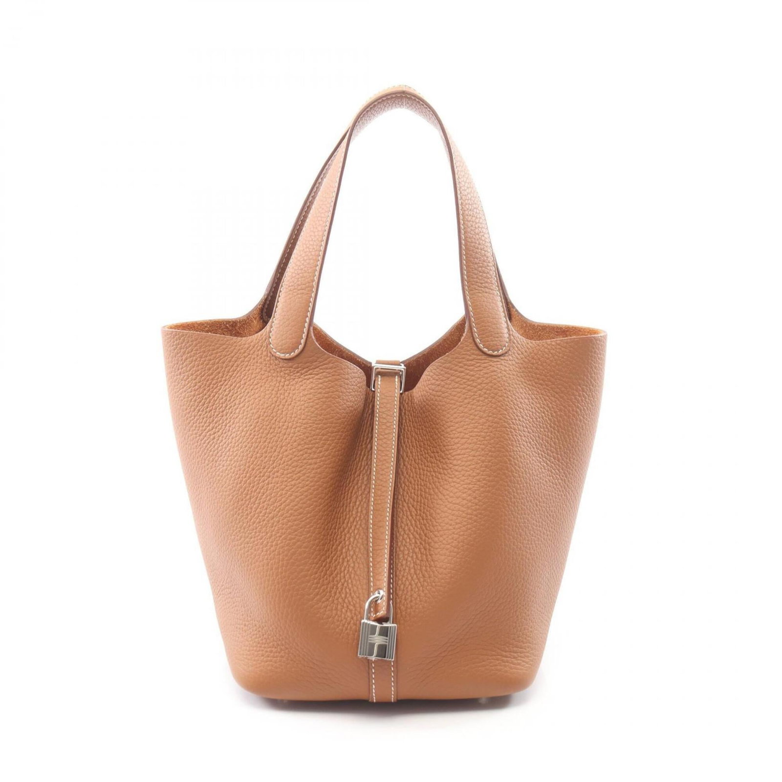 Clemence Leather Handbag Taurillon Hermes: Clemence Leather Handbag Taurillon Hermes Taurillon clemence leather handbag with silver hardware, offering a sophisticated and elegant design. Measuring 21cm x 22cm x 17cm, this brown-colored handbag