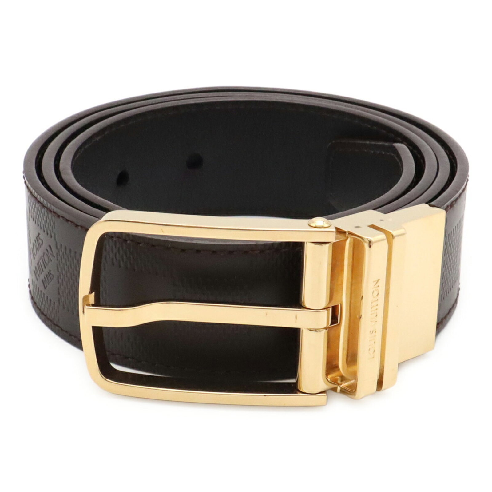 Standard belt by Louis Vuitton: Standard belt by Louis Vuitton Dark brown leather standard belt by Louis Vuitton, measuring 95.5cm in length, bears a signature. Item Specifics: Brand: Louis Vuitton Country of Origin: Spain MPN: M967