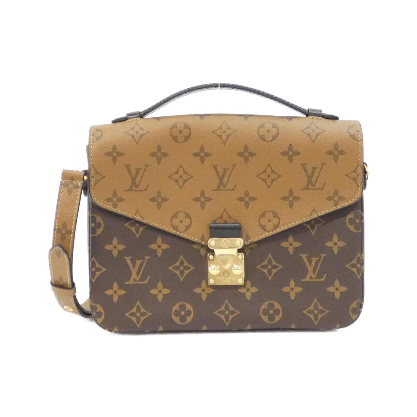 Handbag Pochette Coated Canvas Vuitton Louis: Handbag Pochette Coated Canvas Vuitton Louis Coated canvas construction adds durability to this Louis Vuitton pochette, while its brown color provides a timeless and versatile aesthetic. Measuring