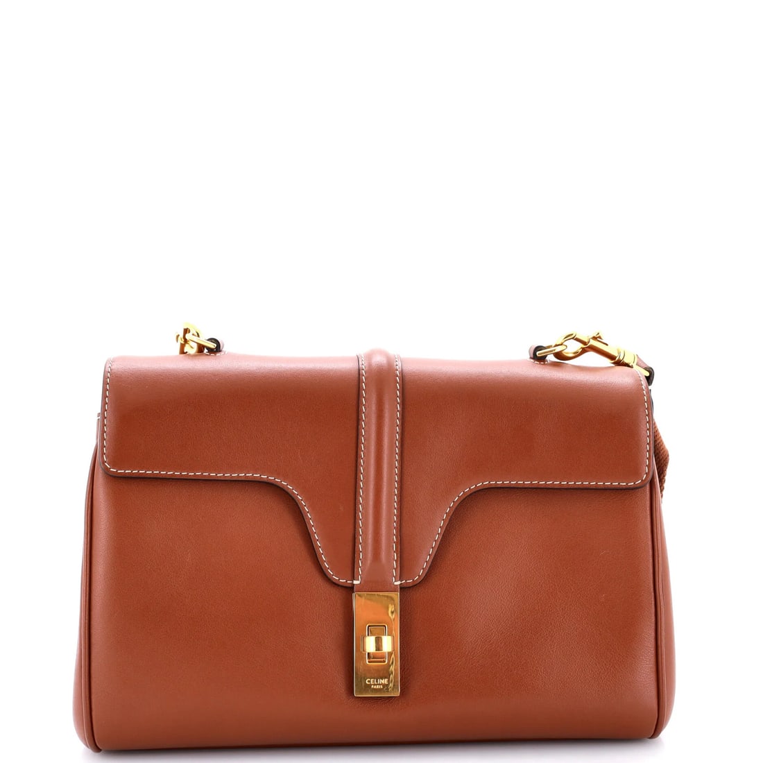 Calfskin Teen Bag Soft 16 Celine: Calfskin Teen Bag Soft 16 Celine Soft and stylish, this Calfskin Teen Bag from Celine features a classic brown leather exterior with a shoulder strap for easy carrying. Made from high-quality