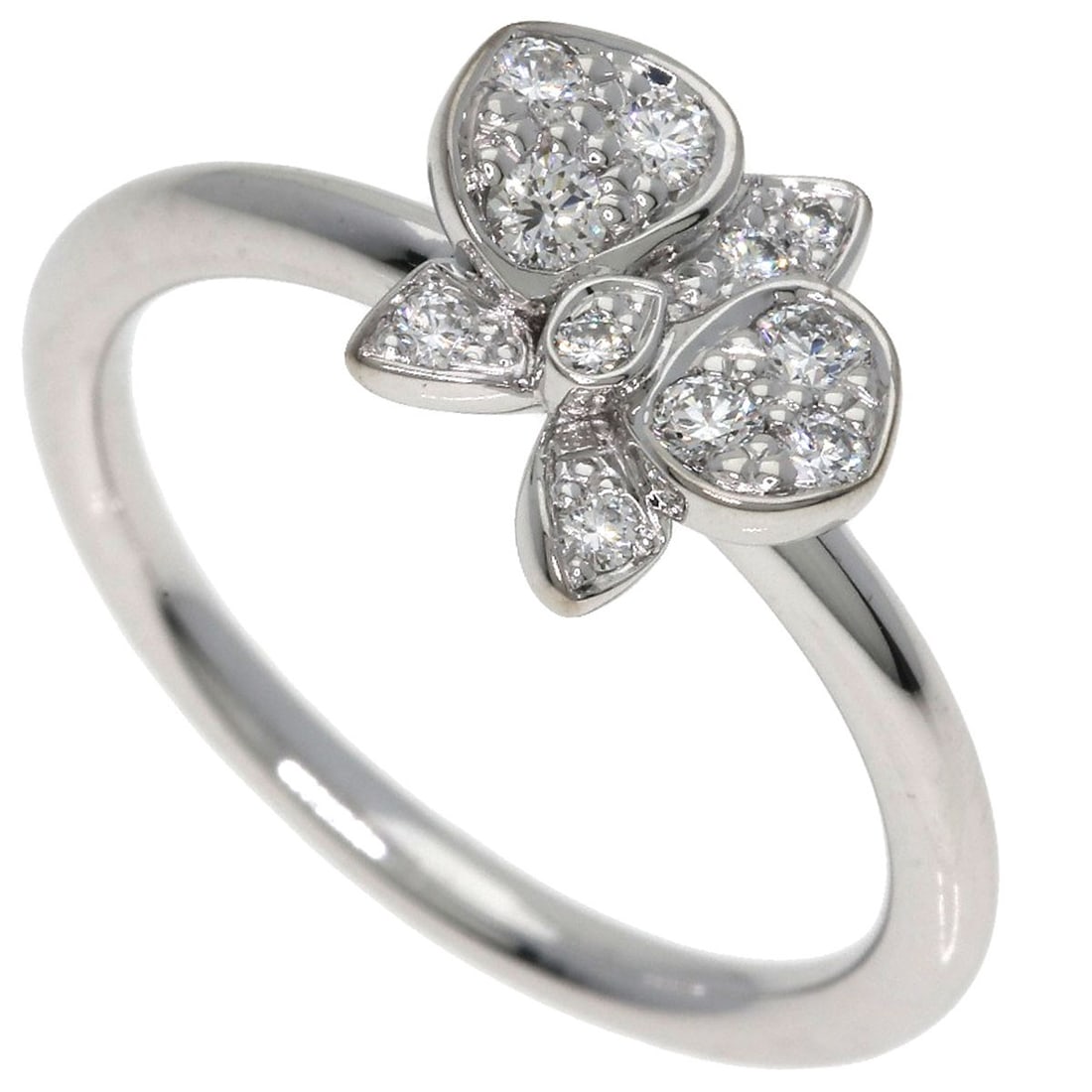 Cartier Diamond #47 Ring K18 White Gold Par Orchide Caresse: Cartier Diamond #47 Ring K18 White Gold Par Orchide Caresse Cartier's K18 White Gold Par Orchide Caresse ring boasts a striking silver metal exterior, adorned with a diamond of unspecified type, set
