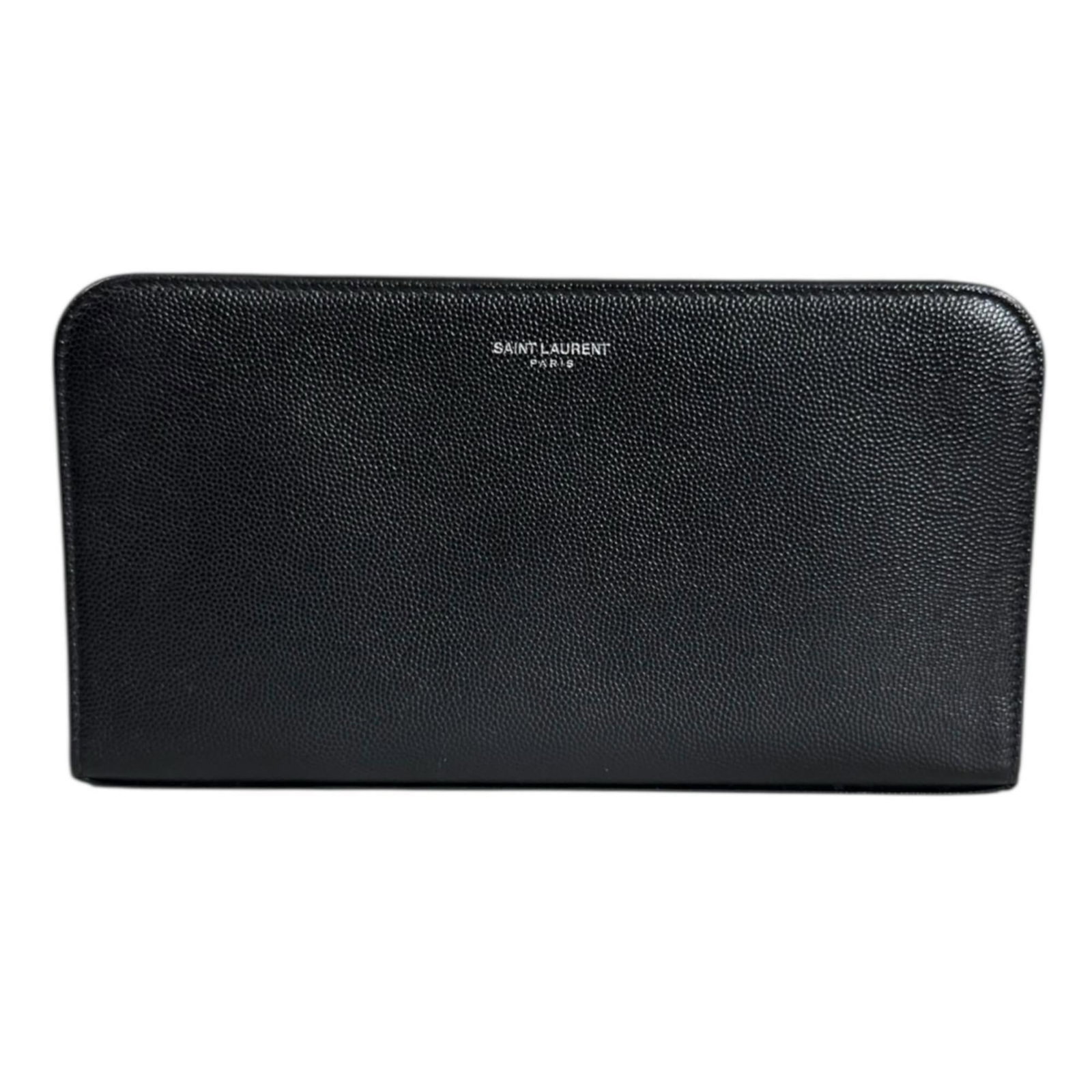 Saint Laurent Long Wallet Leather Bi Fold: Saint Laurent Long Wallet Leather Bi Fold Black leather bi-fold long wallet from Saint Laurent, measuring 11.5cm x 21cm x 2cm, crafted with Italian materials. This stylish wallet features a classic