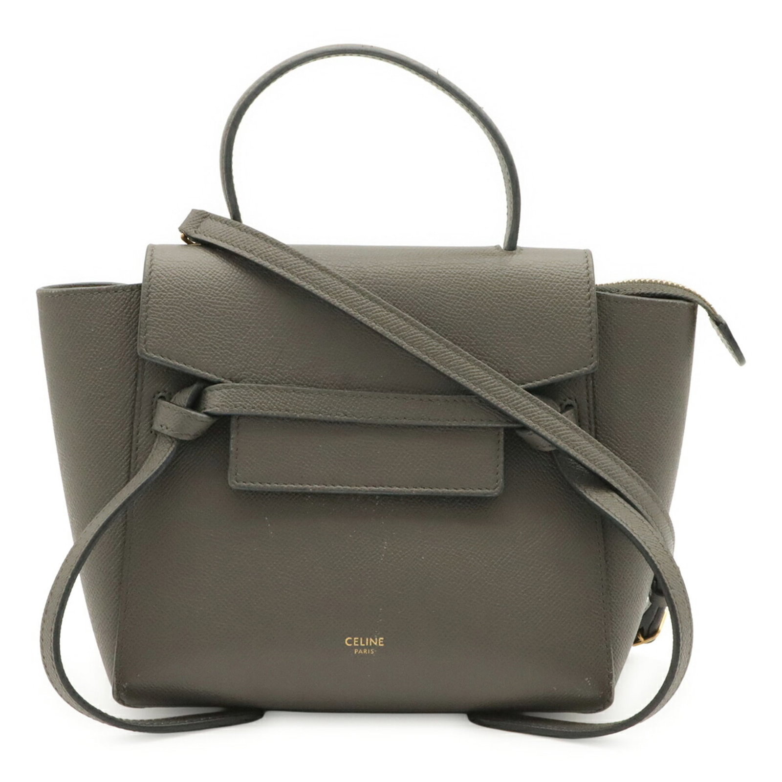 Handbag Leather Shoulder Bag Celine: Handbag Leather Shoulder Bag Celine This Celine leather shoulder bag features a sleek gray color and gold hardware, adding a touch of sophistication to any outfit. Made from high-quality leather, the 
