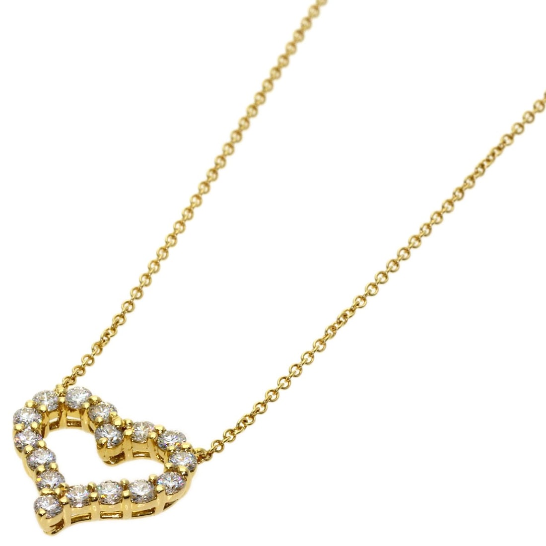 Heart Diamond Necklace Tiffany Co. Sentimental K18 Yellow Gold: Heart Diamond Necklace Tiffany Co. Sentimental K18 Yellow Gold K18 Yellow Gold Heart Diamond Necklace from Tiffany Co. boasts a striking design featuring a diamond at its center, set against a