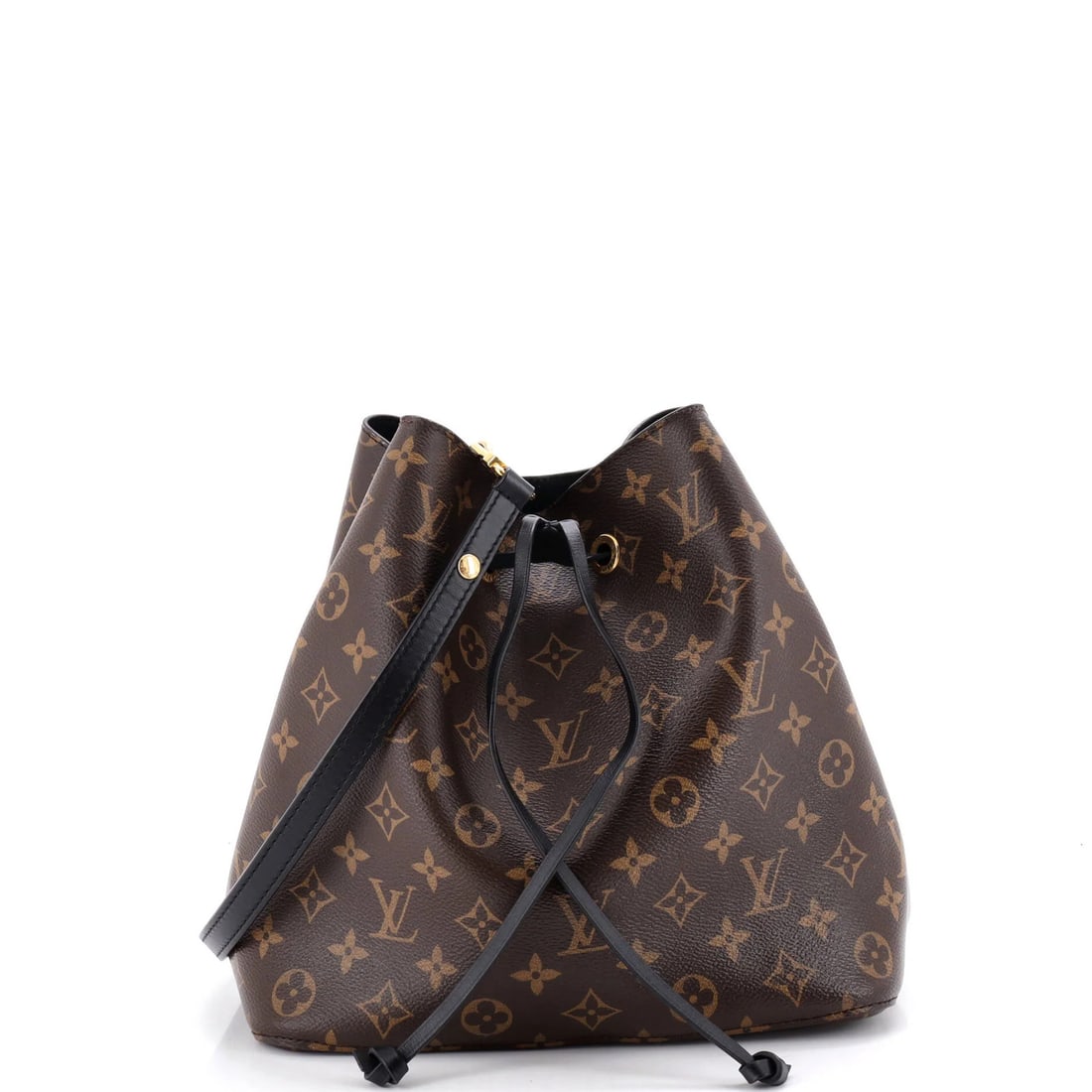 Louis Vuitton NeoNoe Handbag Monogram Canvas with Leather MM: Louis Vuitton NeoNoe Handbag Monogram Canvas with Leather MM Brown Louis Vuitton NeoNoe Handbag Monogram Canvas with Leather MM features a canvas exterior with heavy cracking and minor creases, and a