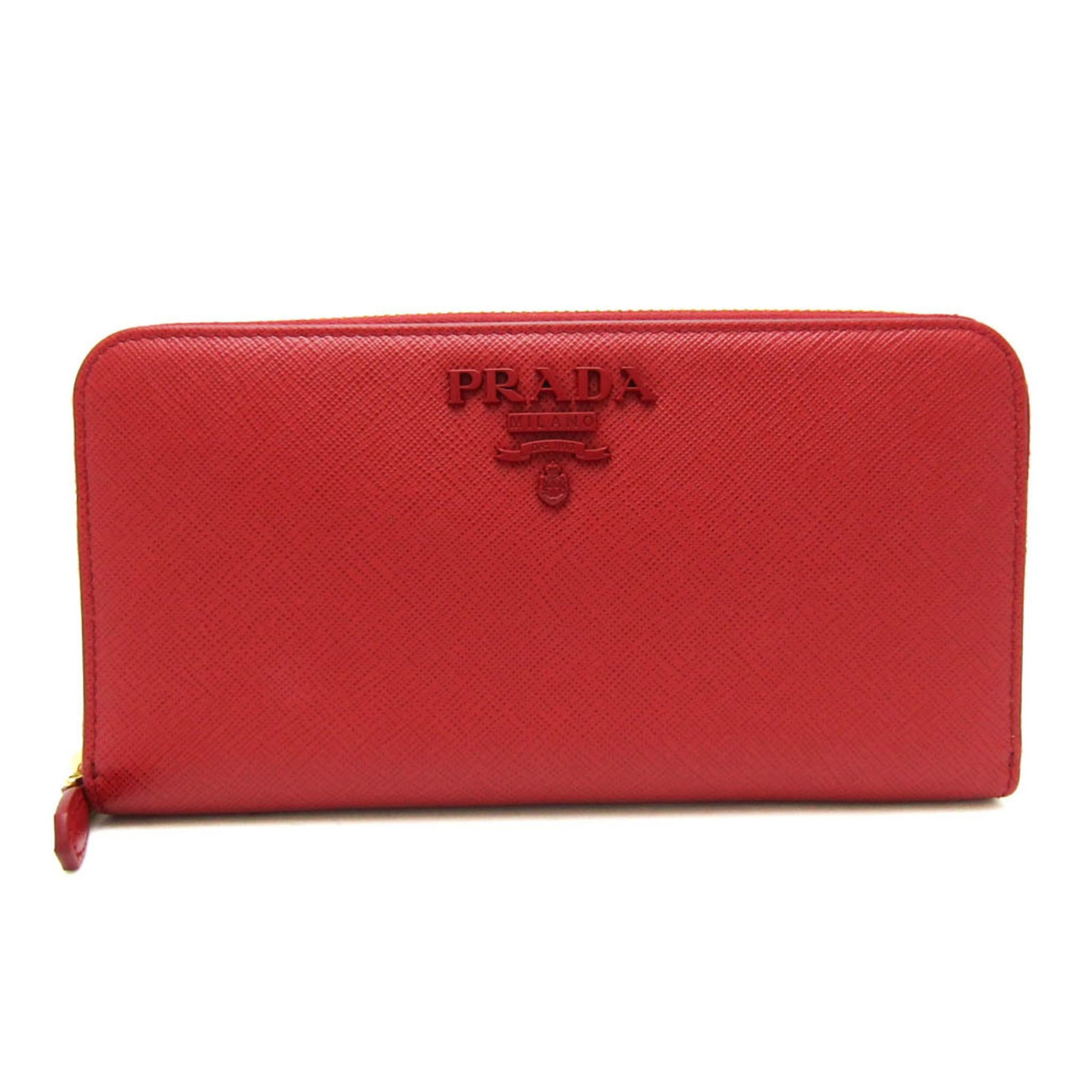 Prada Long Wallet (Bi-Fold) Leather: Prada Long Wallet (Bi-Fold) Leather Red Prada Long Wallet (Bi-Fold) Leather, made from high-quality Italian leather, features a sleek bi-fold design and measures 10cm x 20cm x 2.5cm. This stylish wall