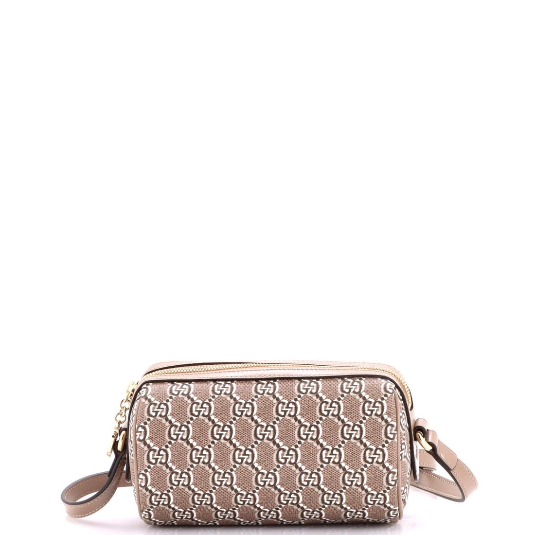 Cylindrical Shoulder Bag Coated Canvas Gucci Mini Shadow GG: Cylindrical Shoulder Bag Coated Canvas Gucci Mini Shadow GG Brown Cylindrical Shoulder Bag with Canvas Coated Exterior, Measuring 3" x 7" x 3". This Gucci Mini Shadow GG features a neutral interior