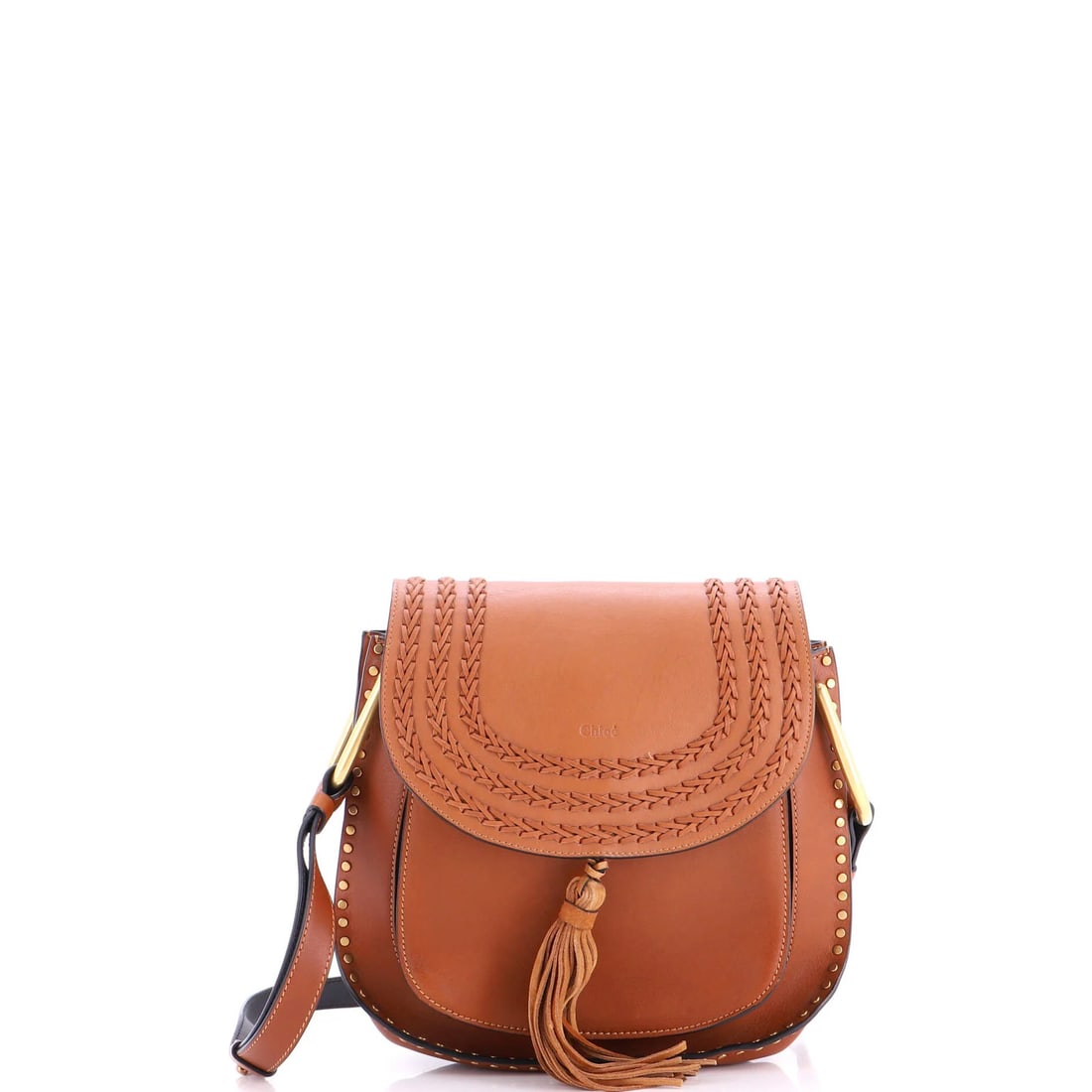 Handbag Medium Leather Chloe Whipstitch Hudson: Handbag Medium Leather Chloe Whipstitch Hudson Medium Leather Chloe Whipstitch Hudson Handbag. Brown exterior with suede interior, gold hardware, and a whipstitch design. Measuring 8" x 11" x 3" with 