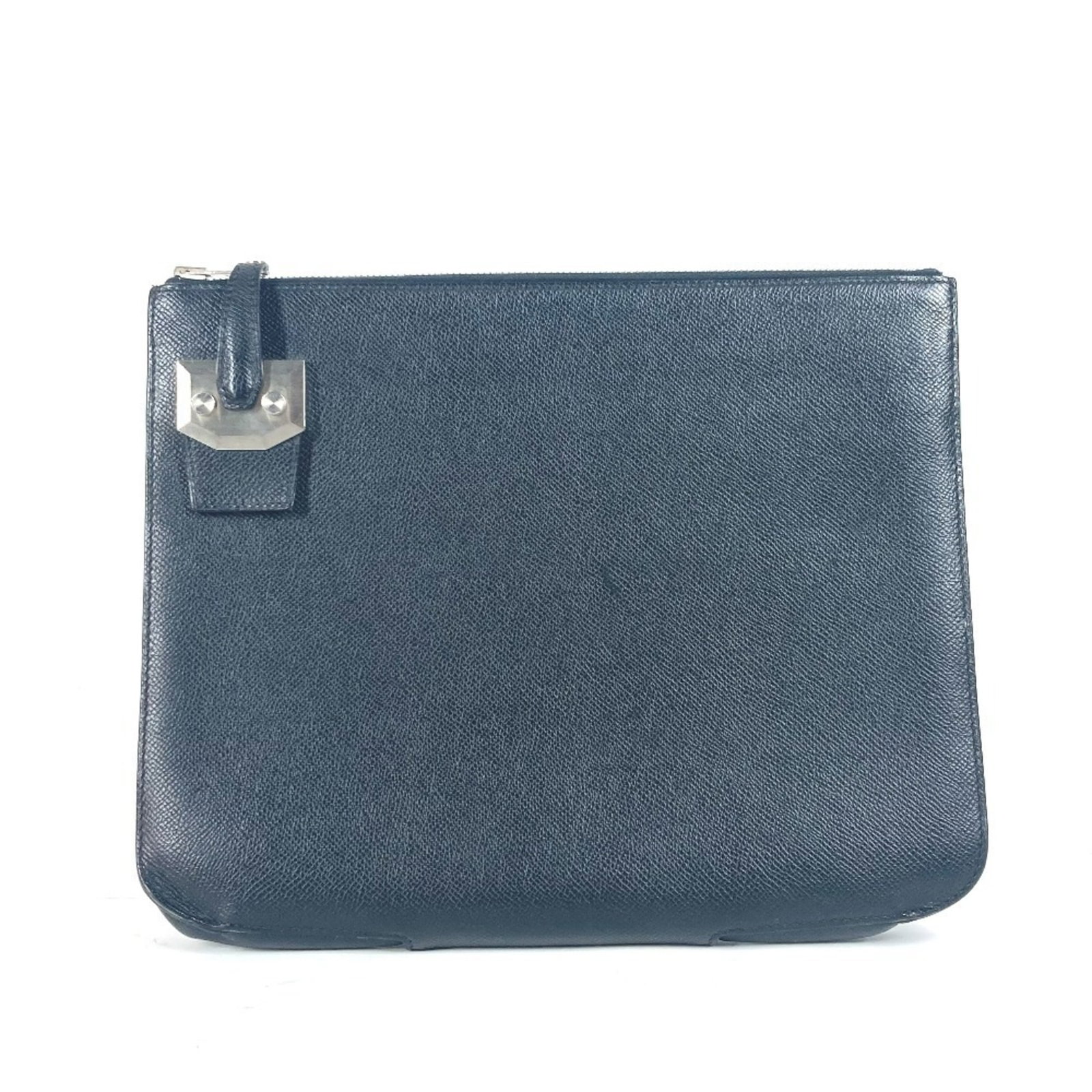 Hermes Clutch Bag Pouch Epsom Leather: Hermes Clutch Bag Pouch Epsom Leather Epsom leather craftsmanship is showcased in this sleek black clutch bag pouch from Hermes, measuring 23cm x 29cm x 2.5cm. The accessory includes a dust bag for