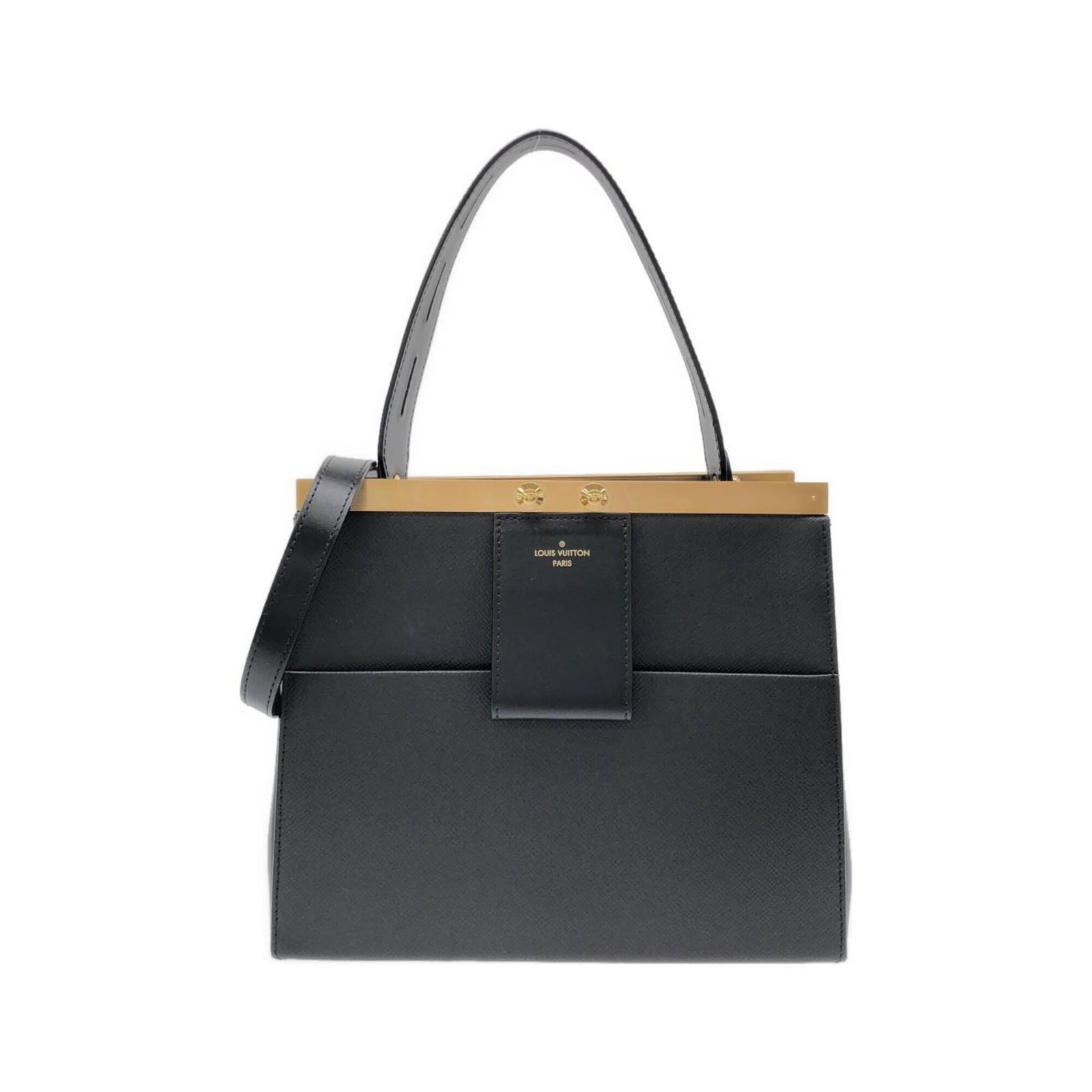 Handbag Leather Louis Vuitton: Handbag Leather Louis Vuitton Handbag Leather Louis Vuitton is made of high-quality Calf leather and features a classic design. The black leather exterior is complemented by gold hardware, adding a