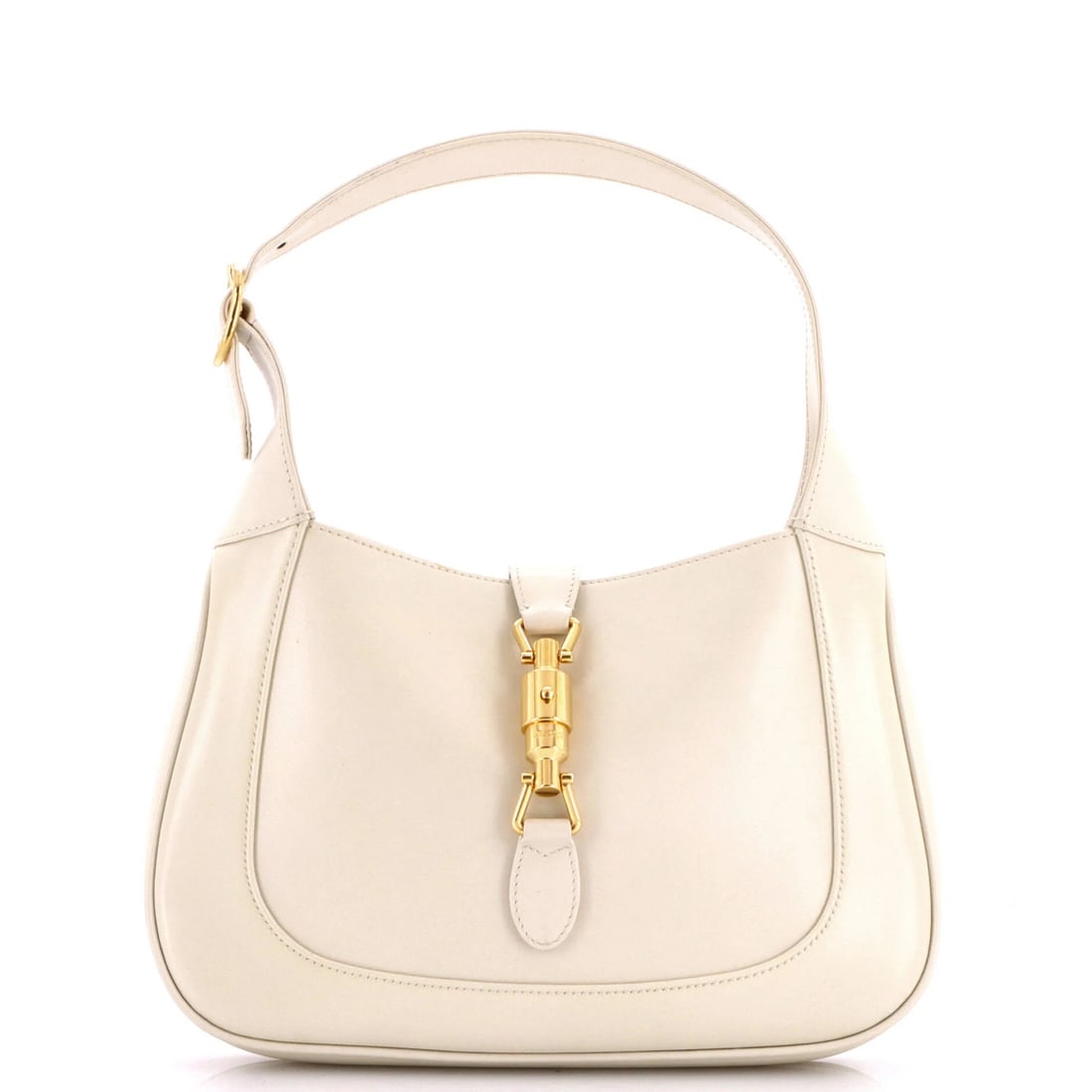 Gucci Jackie 1961 Hobo Leather Small: Gucci Jackie 1961 Hobo Leather Small The Gucci Jackie 1961 Hobo Leather Small is a timeless, all-white small hobo bag with clean lines and classic style. Measuring 7.5" tall and 11" wide, this bag