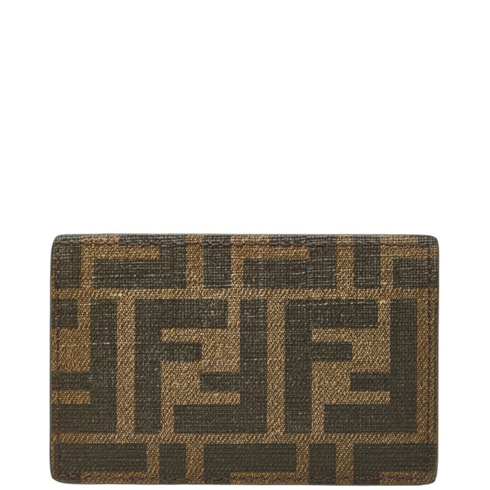 Fendi Card Case Pvc Leather: Fendi Card Case Pvc Leather Fendi's card case is a stylish accessory made from a combination of PVC and leather, with a brown color that adds a touch of sophistication. Measuring 6.5cm x 10.5cm x