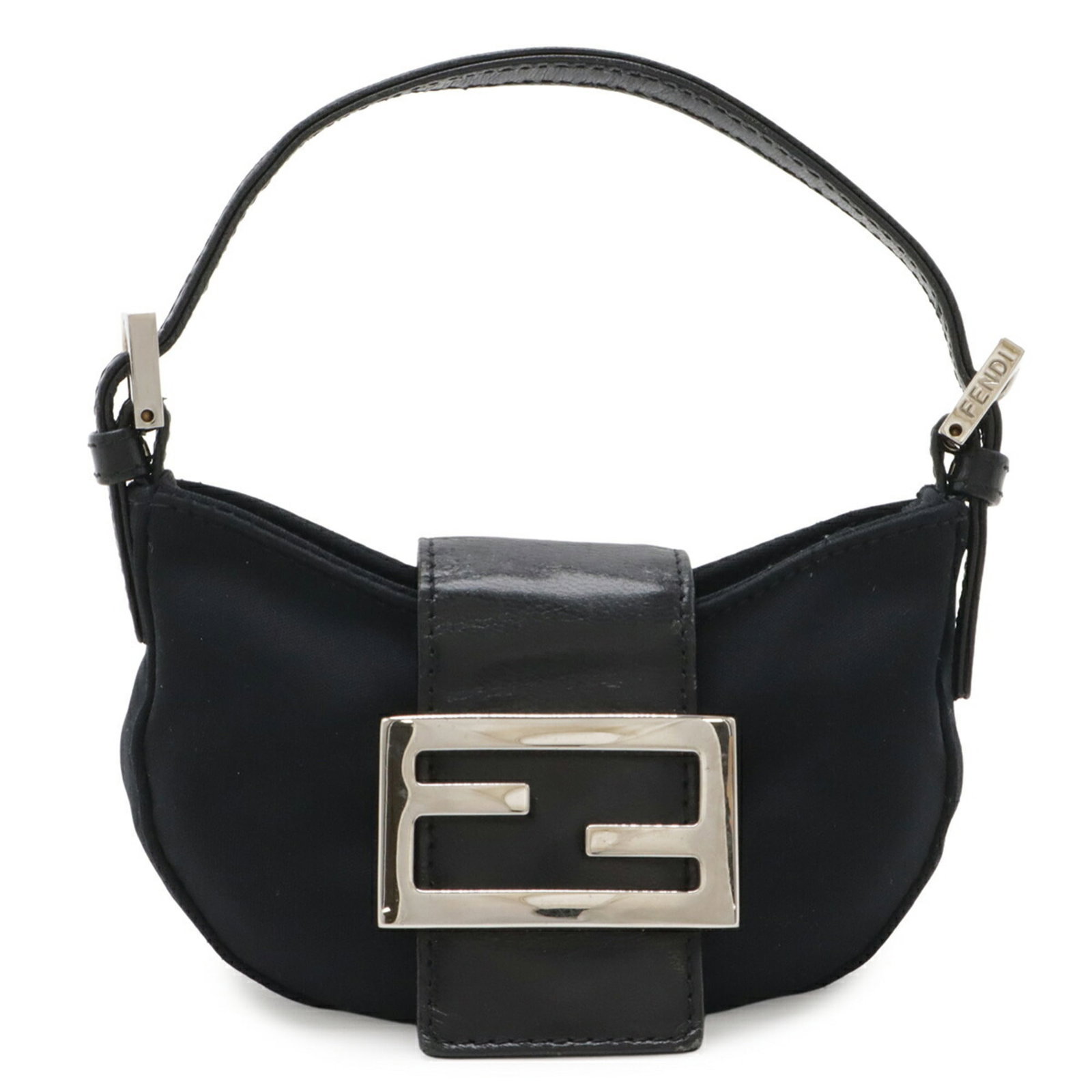 Fendi Handbag Cotton Jersey Leather: Fendi Handbag Cotton Jersey Leather Cotton, Jersey, and Leather come together in this unique Fendi Handbag, showcasing a striking combination of textures and materials. Measuring 8.5cm x 13cm x